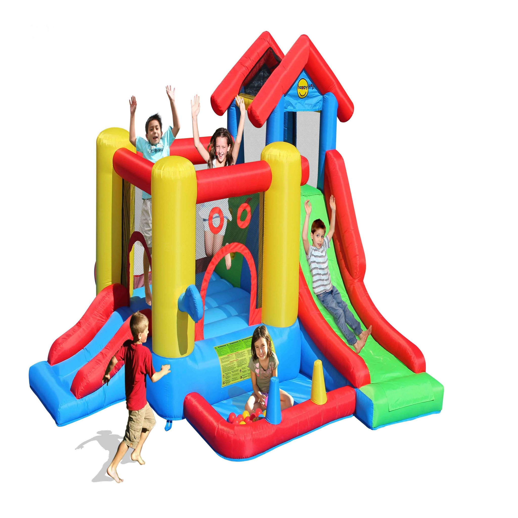 Voir la diapositive 1 : HAPPY HOP Aire de jeux gonflable Maison 7 en 1