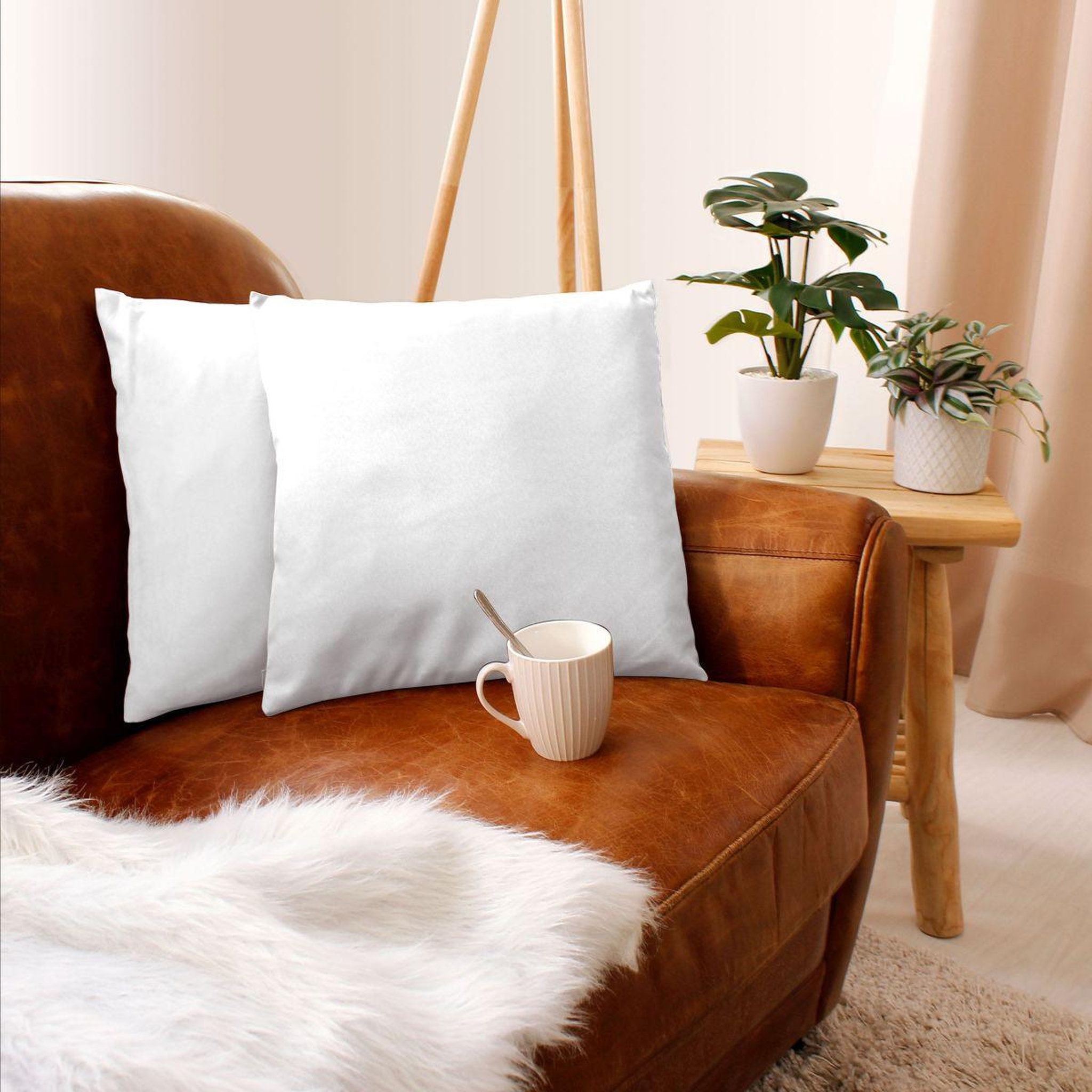 Voir la diapositive 2 : ENJOY HOME Coussin déco uni  basic  40x40cm blanc