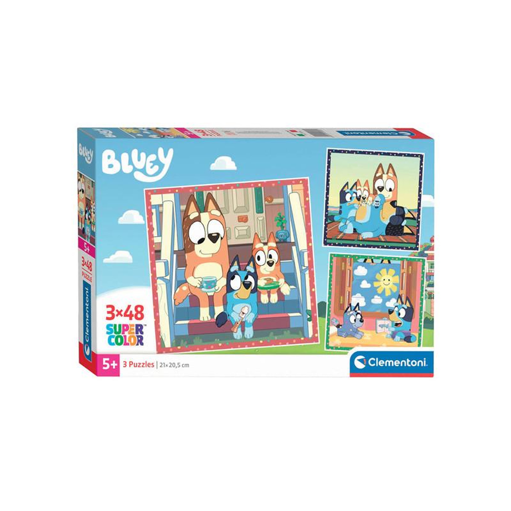 CLEMENTONI Clementoni Jigsaw Puzzle Super Color Square Bluey, 3x48pcs. 25308