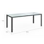 Voir la diapositive 5 : ID MARKET Salon de jardin MADRID table 190 CM et 8 chaises empilables gris anthracite plateau transparent