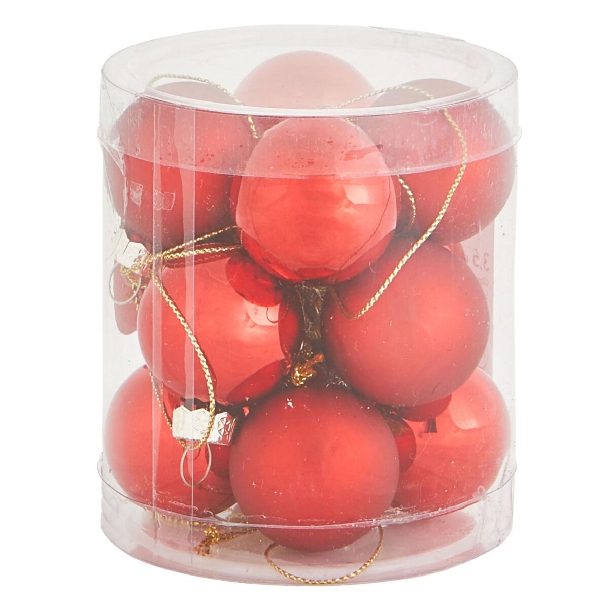 ACTUEL Lot 12 boules verre d.3,5cm rouge