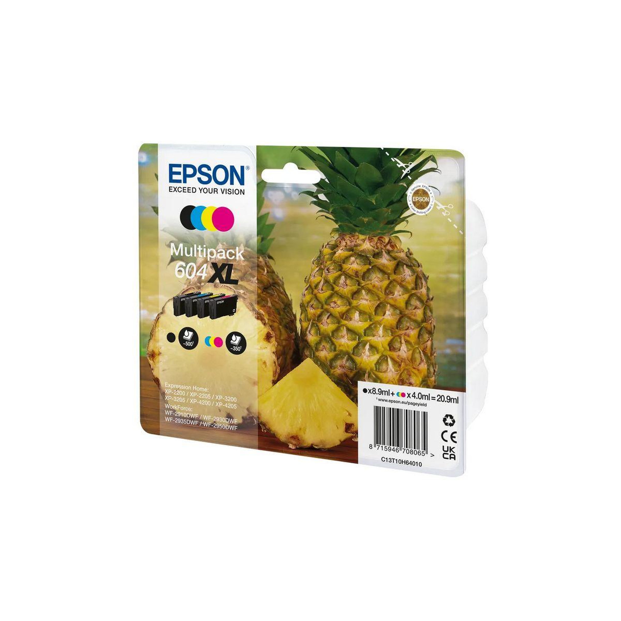 Epson Cartouche d'encre pack multipack 4 originales 604xl (noir + 3 couleurs xl) série ananas - c13t10h64010