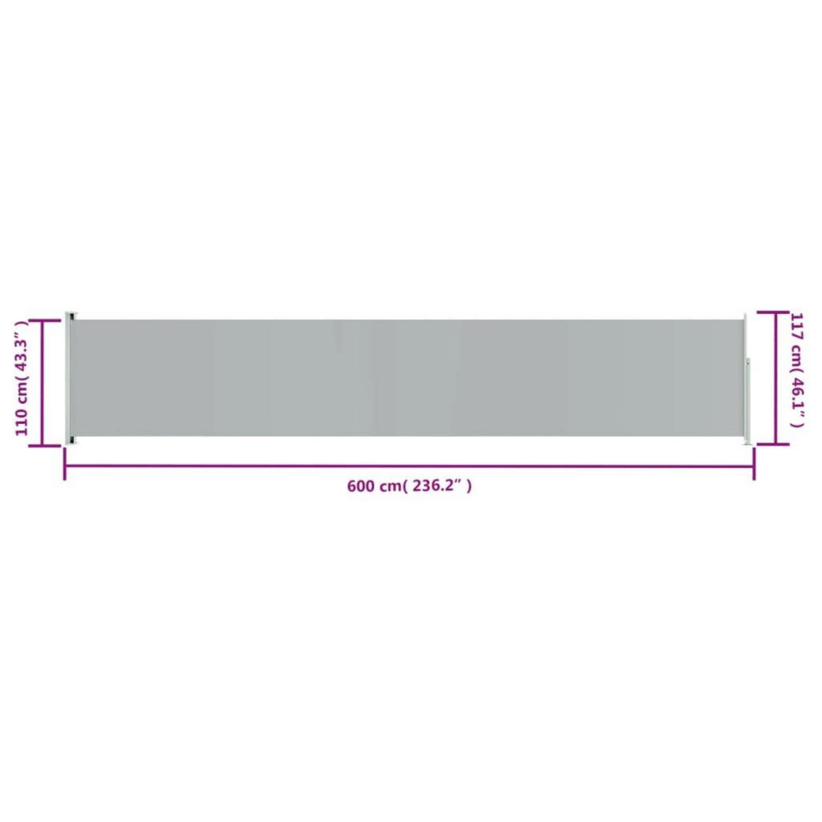 VIDAXL Auvent lateral retractable de patio 117x600 cm Gris