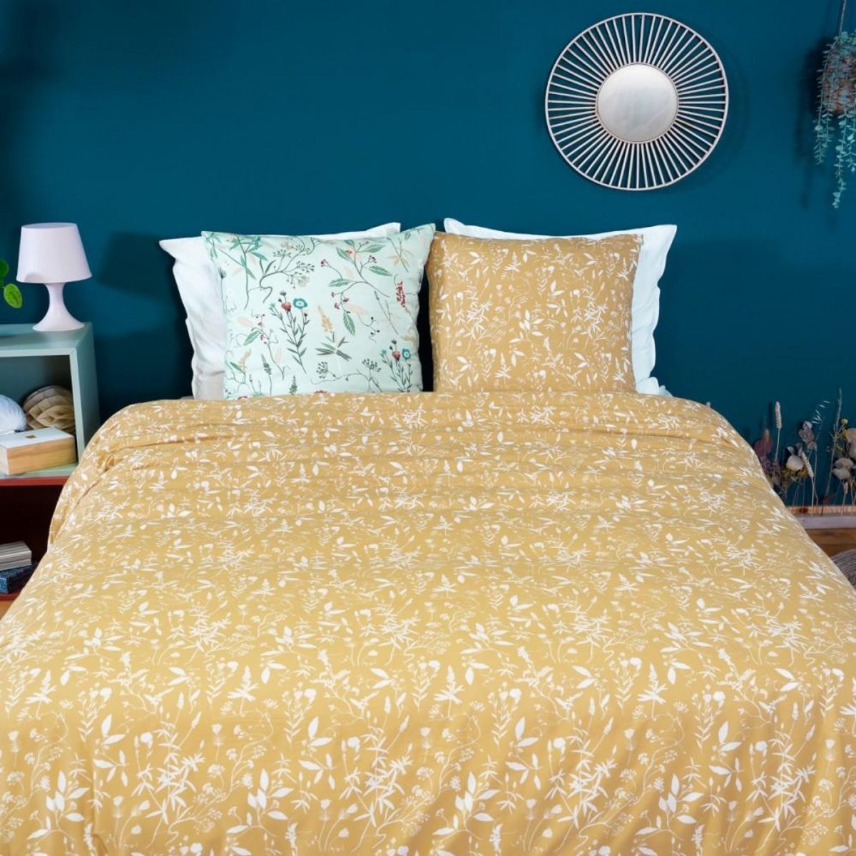 COTE DECO Housse de couette 240x220 + 2 taies FLORISSANE microfibre