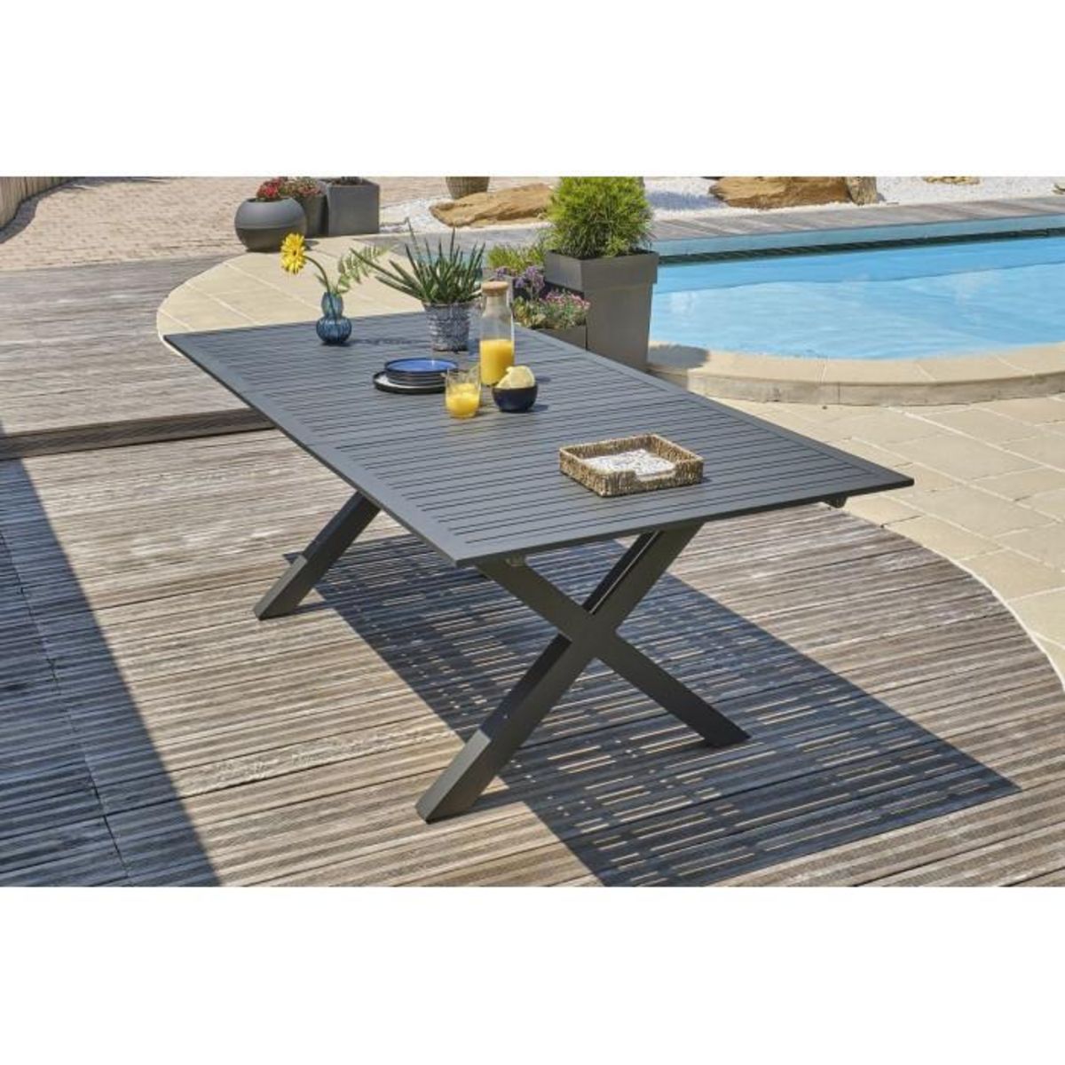 Paris Prix Table de Jardin Extensible  Floride  180-240cm Gris Anthracite