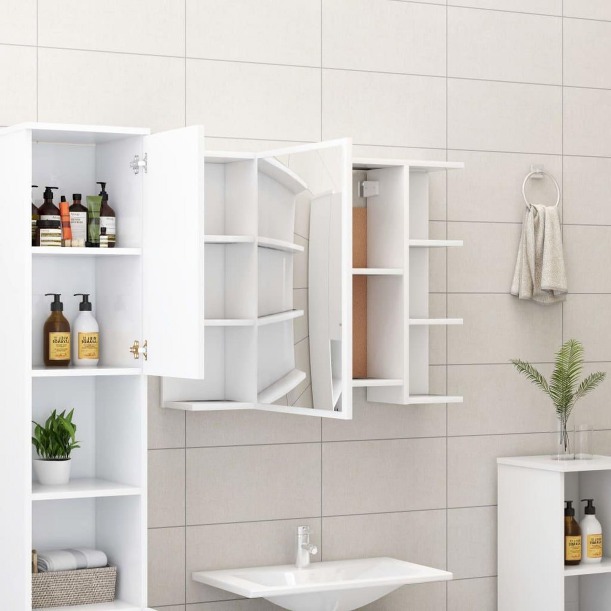 VIDAXL Ensemble de meubles de bain 3 pcs Blanc Bois d'ingenierie