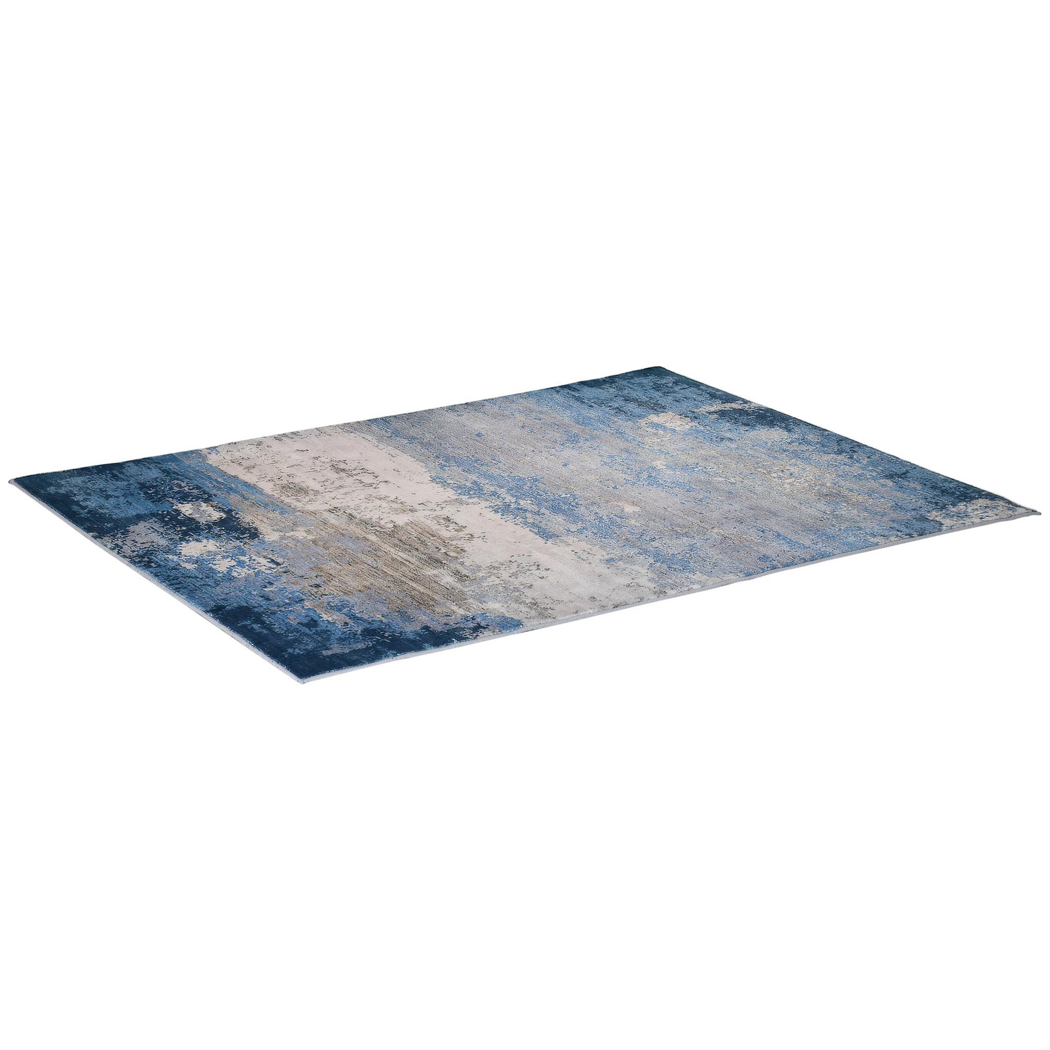 Voir la diapositive 1 : HOMCOM Tapis effet tie and dye aspect cachemire - dim. 2L x 1,6l m - 100% polyester - bleu gris