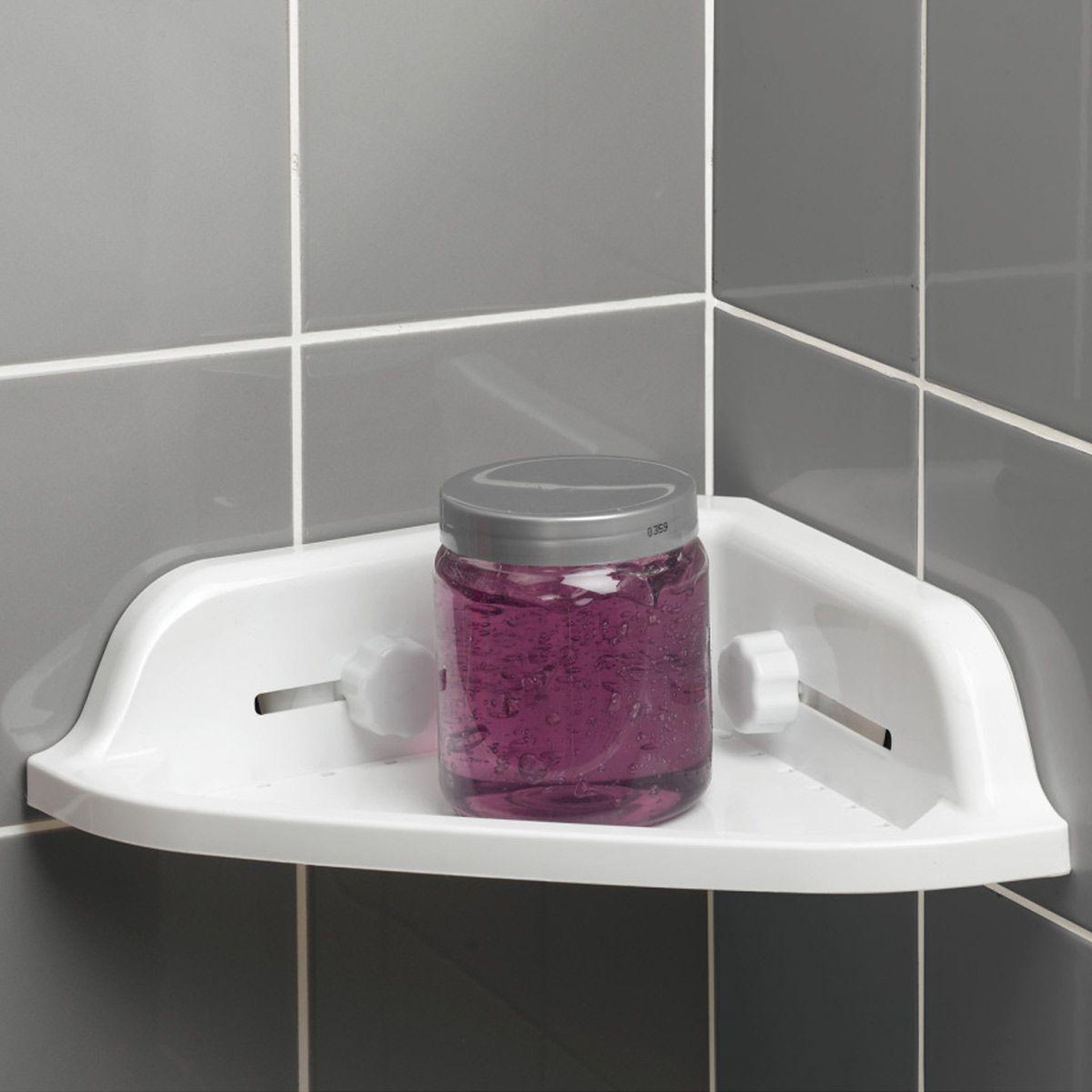 Douceur d'Intérieur Étagère d'angle de douche  ventouse  25cm blanc