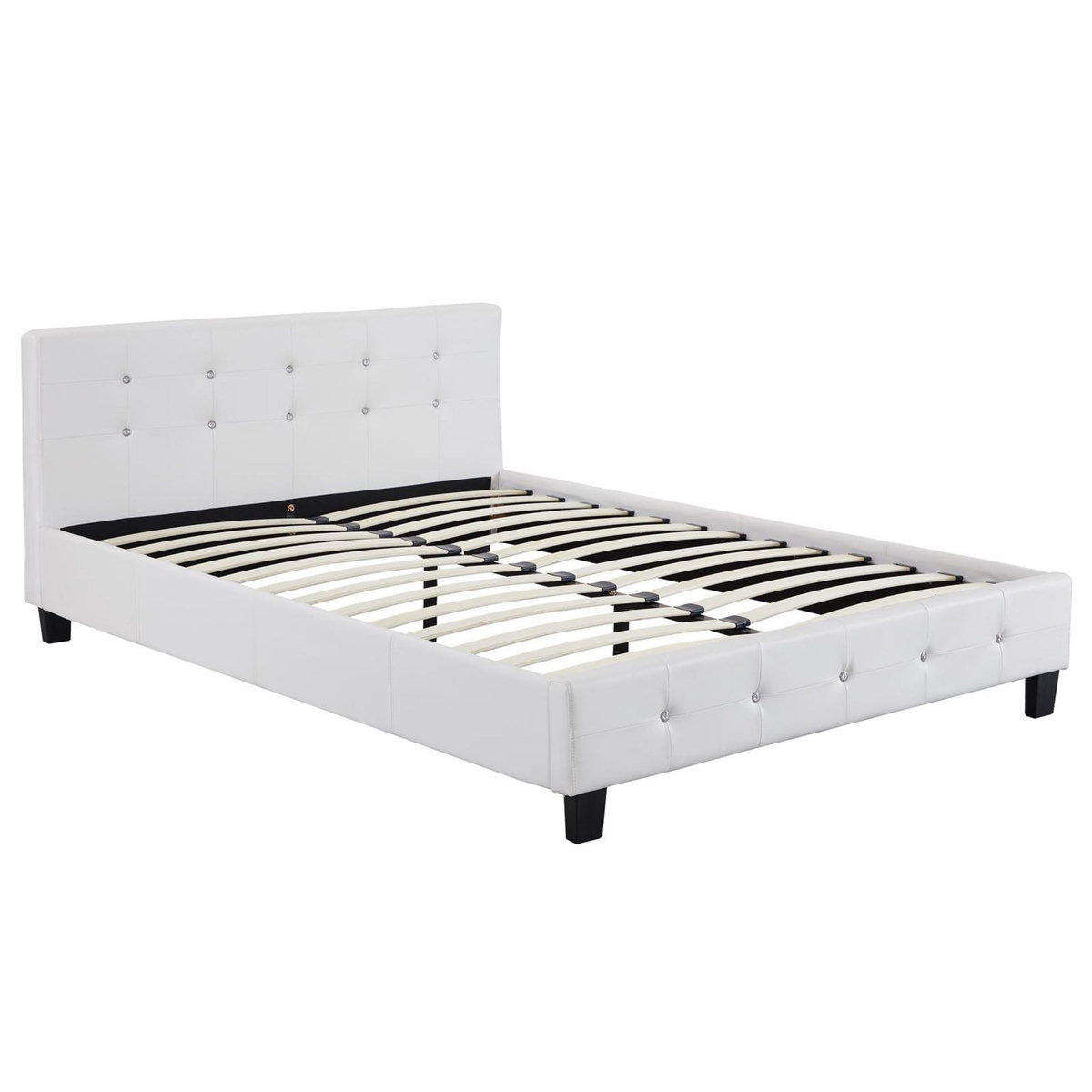 IDIMEX Lit double JOSY, 140 x 190 cm, capitonné avec sommier, revêtement synthétique