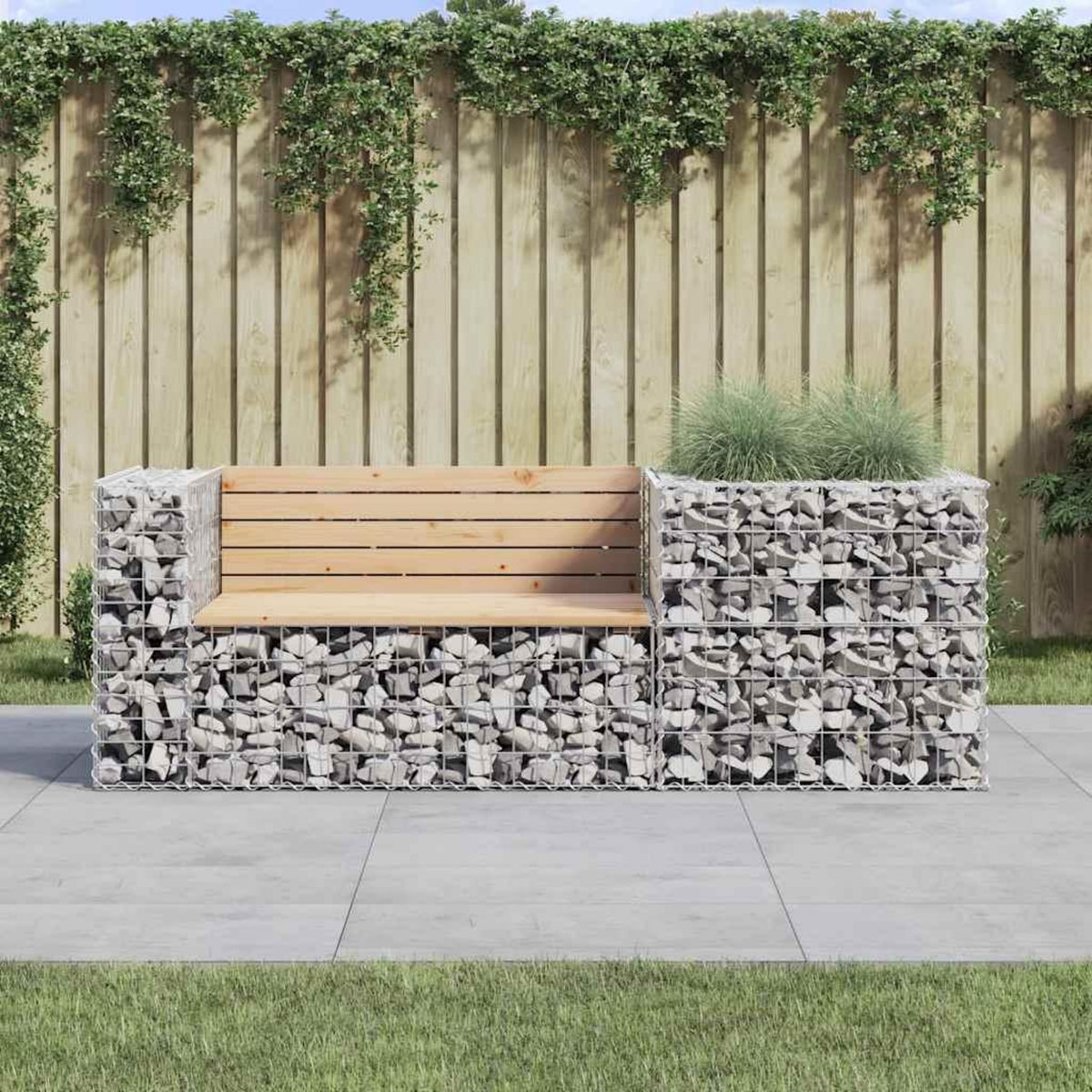 VIDAXL Banc de jardin avec panier en gabion bois massif de pin