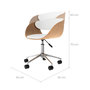 Voir la diapositive 4 : Rendez vous déco Chaise de bureau pivotante sur roulettes en bois et PU blanc - Adelmar