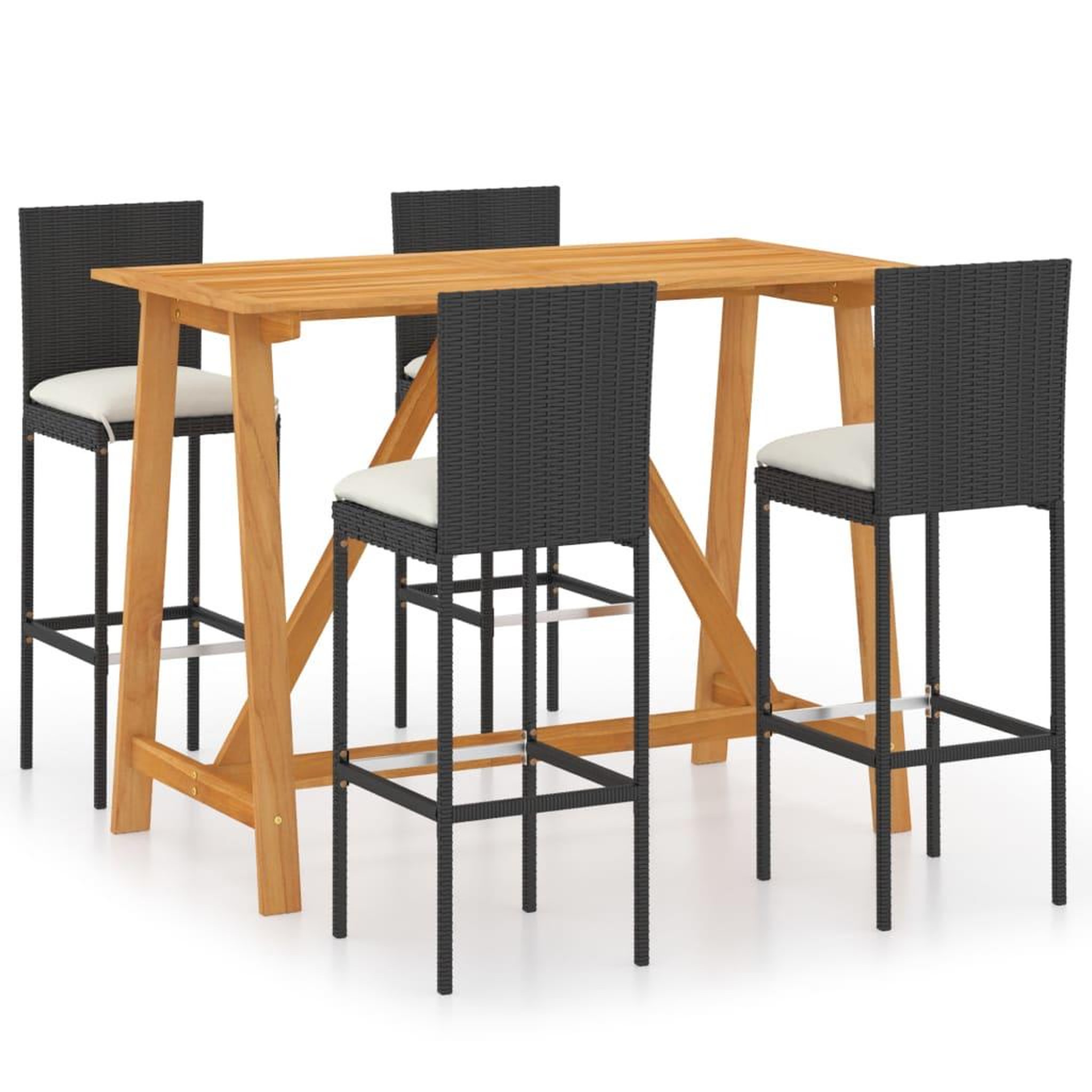 Voir la diapositive 2 : VIDAXL Ensemble de bar de jardin avec coussins 5 pcs Noir