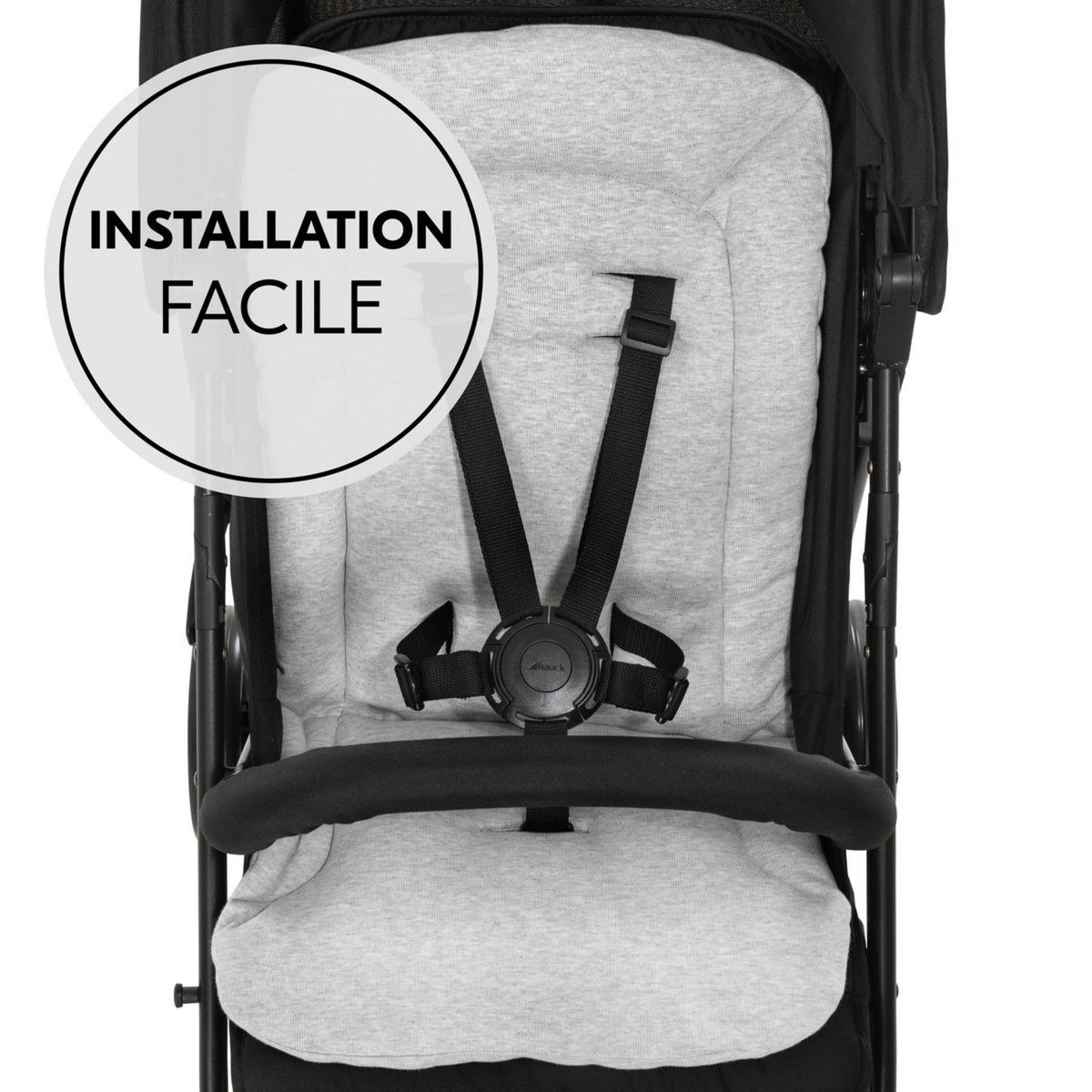 HAUCK Poussette citadine Rapid 4 Noir + sur-assise pour poussette Pushchair Seat Liner Light Gris