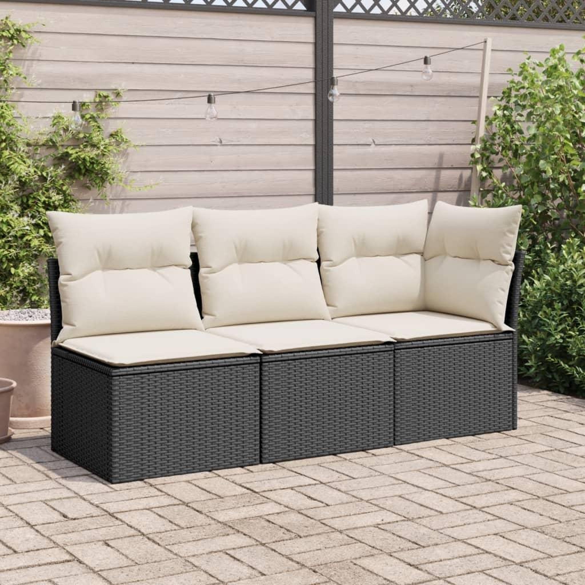 Voir la diapositive 3 : VIDAXL Canape d'angle de jardin avec coussins noir resine tressee