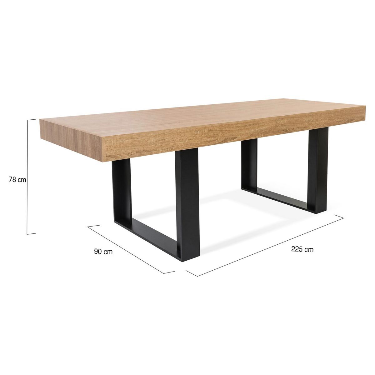 Table de séjour salle à manger fixe style industriel 225 cm MILTON