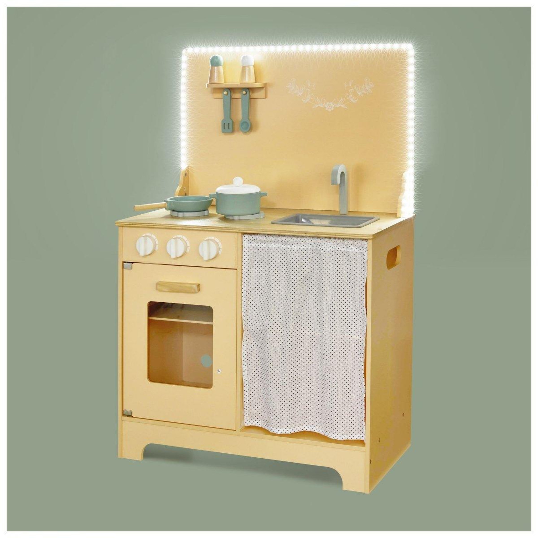 Voir la diapositive 2 : MAMABRUM Cuisine enfant en bois avec led et accessoires mamabrum