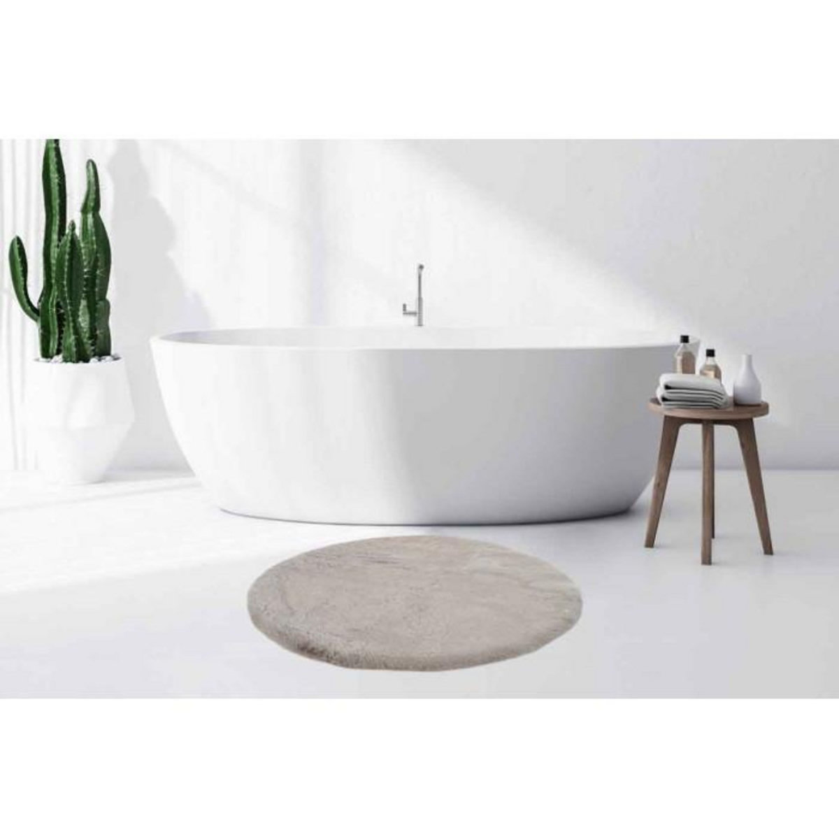 Paris Prix Tapis de Bain Antidérapant  Rabbit  100cm Gris Clair