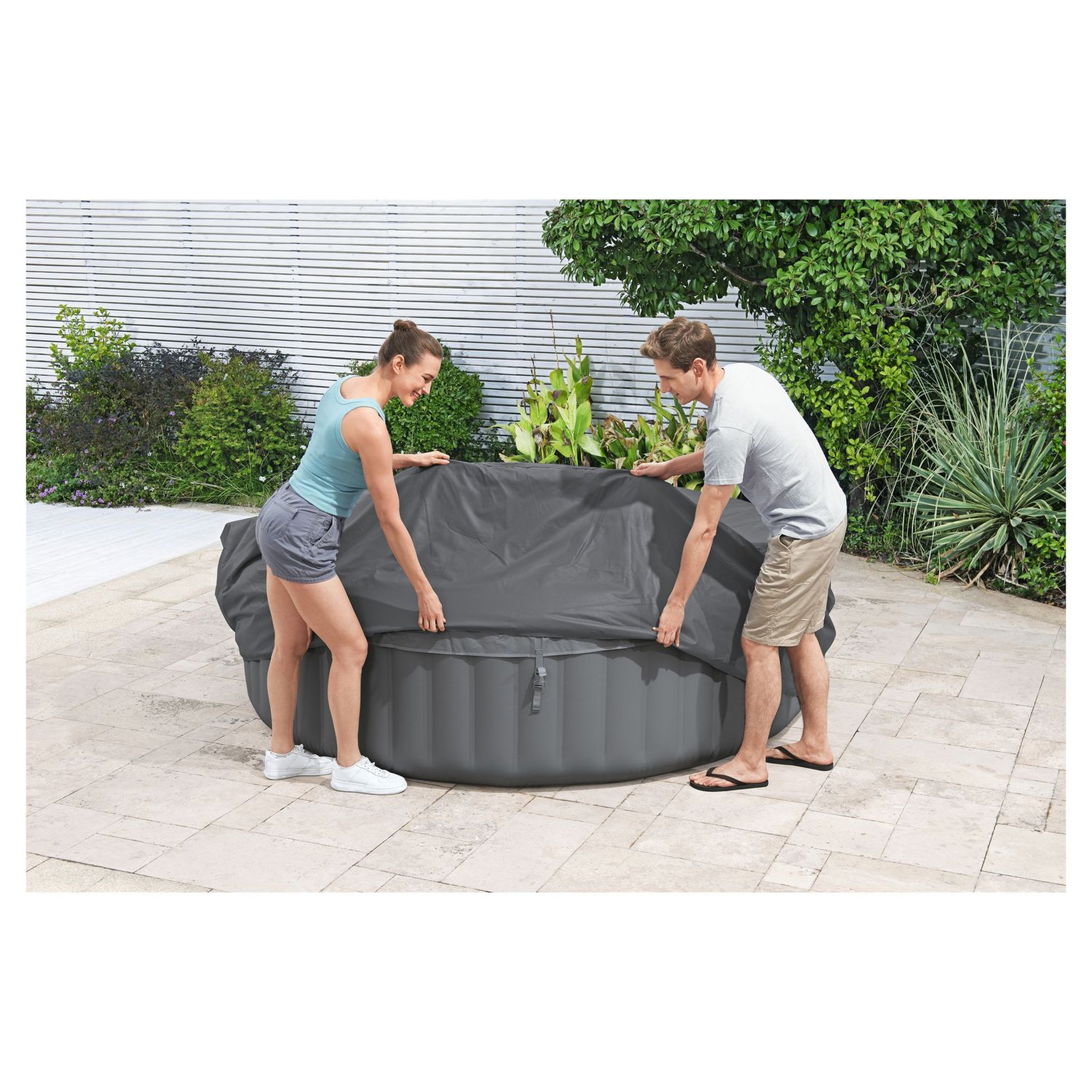 Voir la diapositive 5 : BESTWAY Couverture thermique pour spa rond - 236x71cm - Gris
