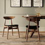 Voir la diapositive 2 : MAISON PAVANE Lot de 2 chaises en cuir synthétique noir et bois d'hévéa-Josette