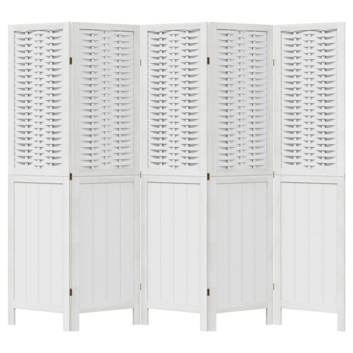VIDAXL Cloison de separation 5 panneaux blanc bois de paulownia massif