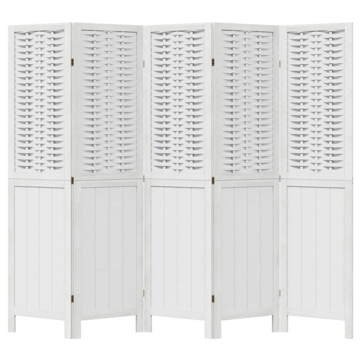 VIDAXL Cloison de separation 5 panneaux blanc bois de paulownia massif