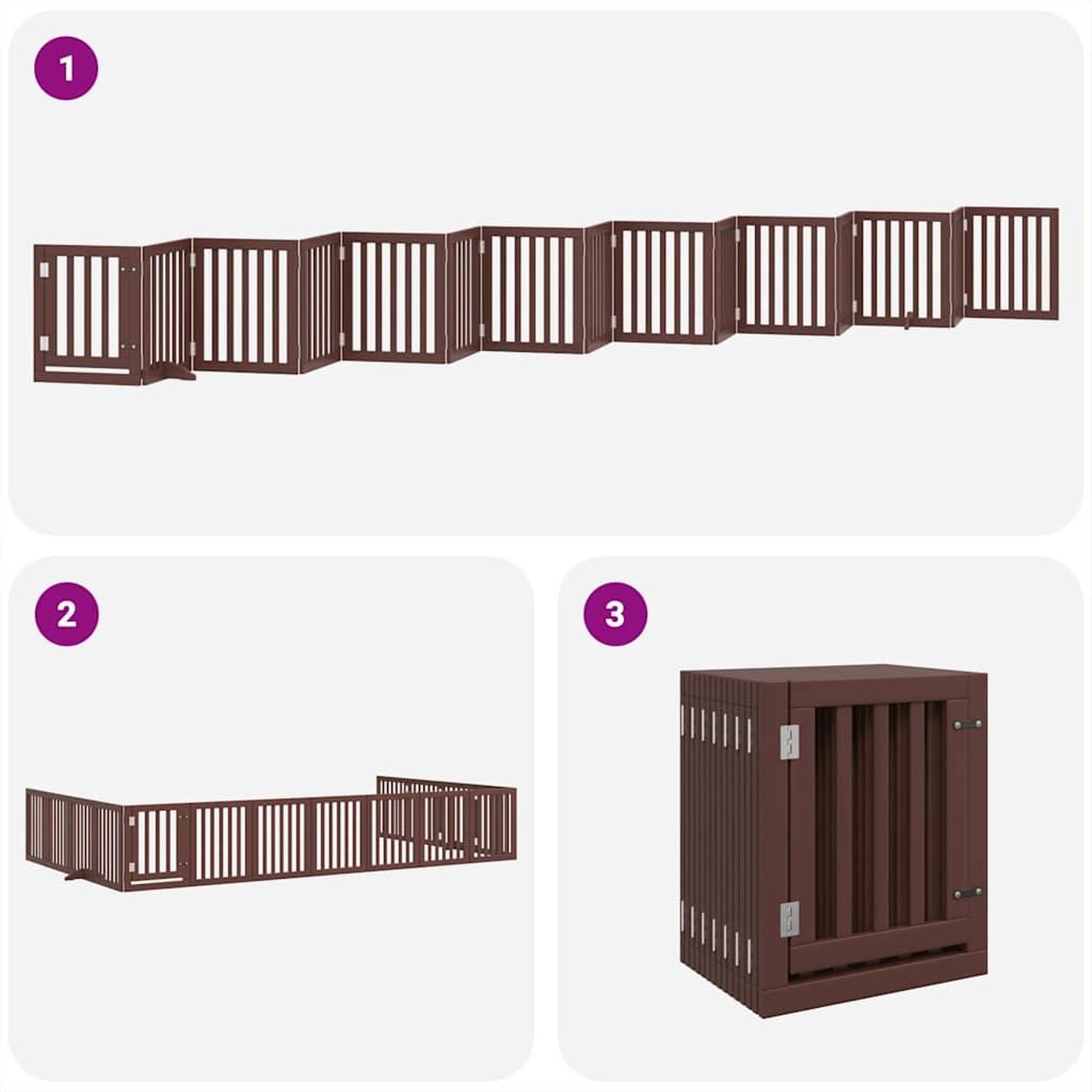 Voir la diapositive 5 : VIDAXL Barriere pour chien porte pliable 15 panneaux bois de peuplier