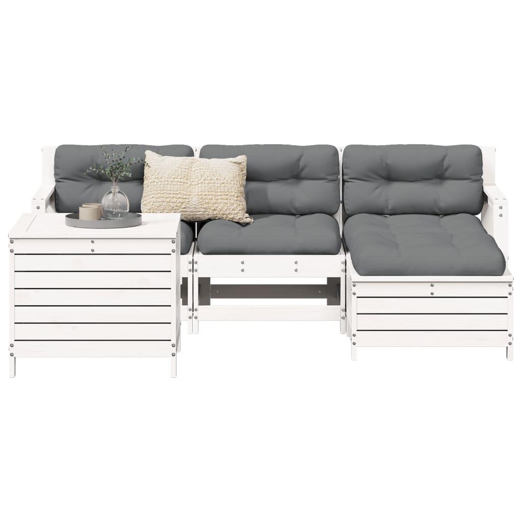 VIDAXL Salon de jardin 5 pcs blanc bois massif de pin