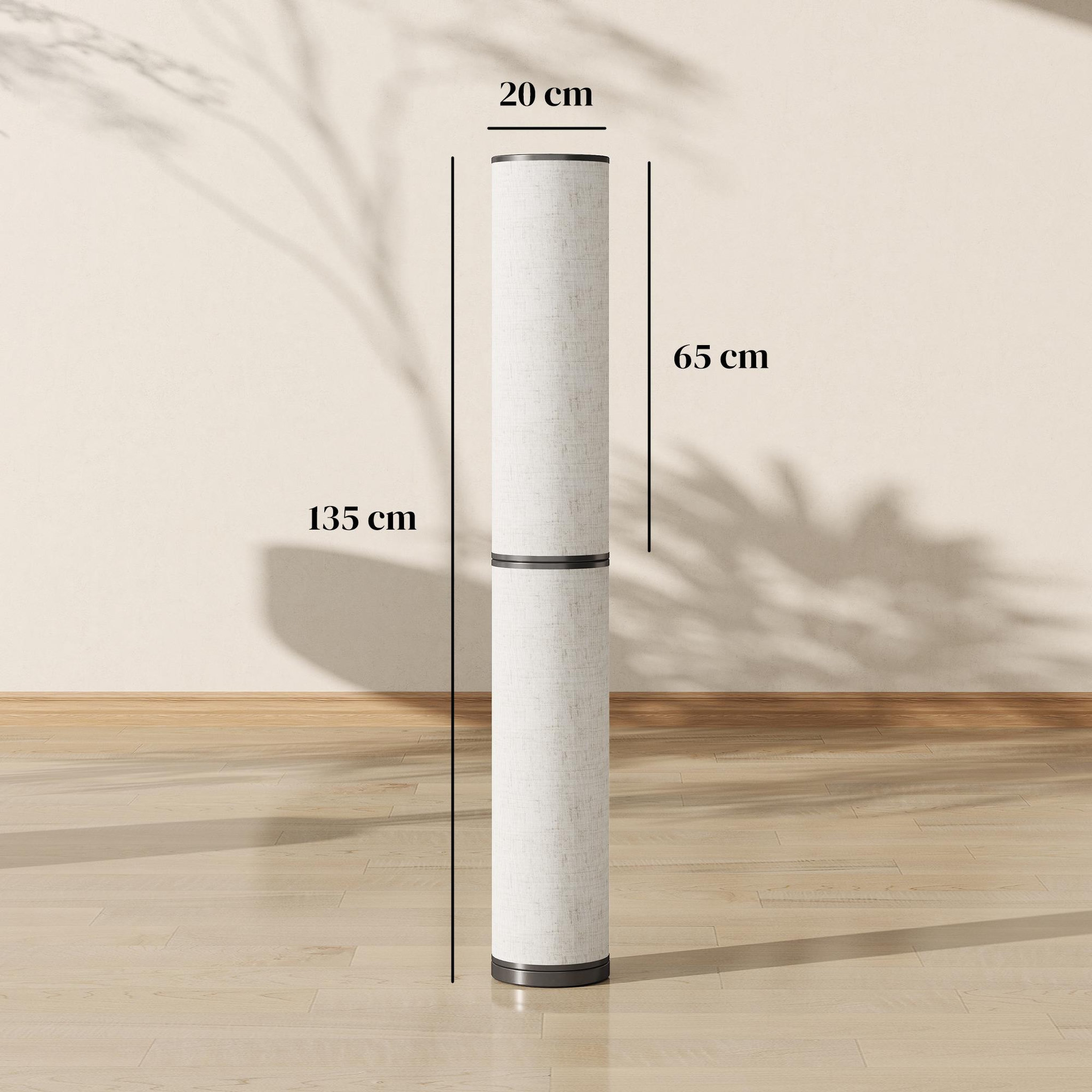 Voir la diapositive 3 : HOMCOM Lampadaire tube led droit dimmable réglable 30w h.135cm avec télécommande acier lin beige