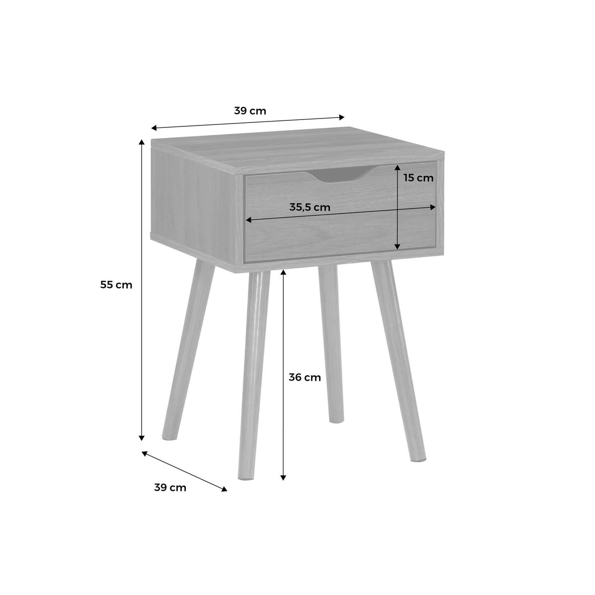 SWEEEK Lot de 2 tables de chevet décor bois teinté noyer. 1 tiroir