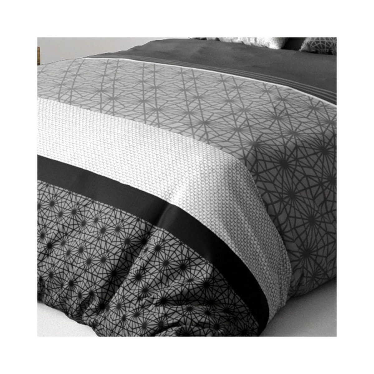 ATELIER DU COTON Housse de couette 240x220 SANDRO + 2 taies coton 57 fils