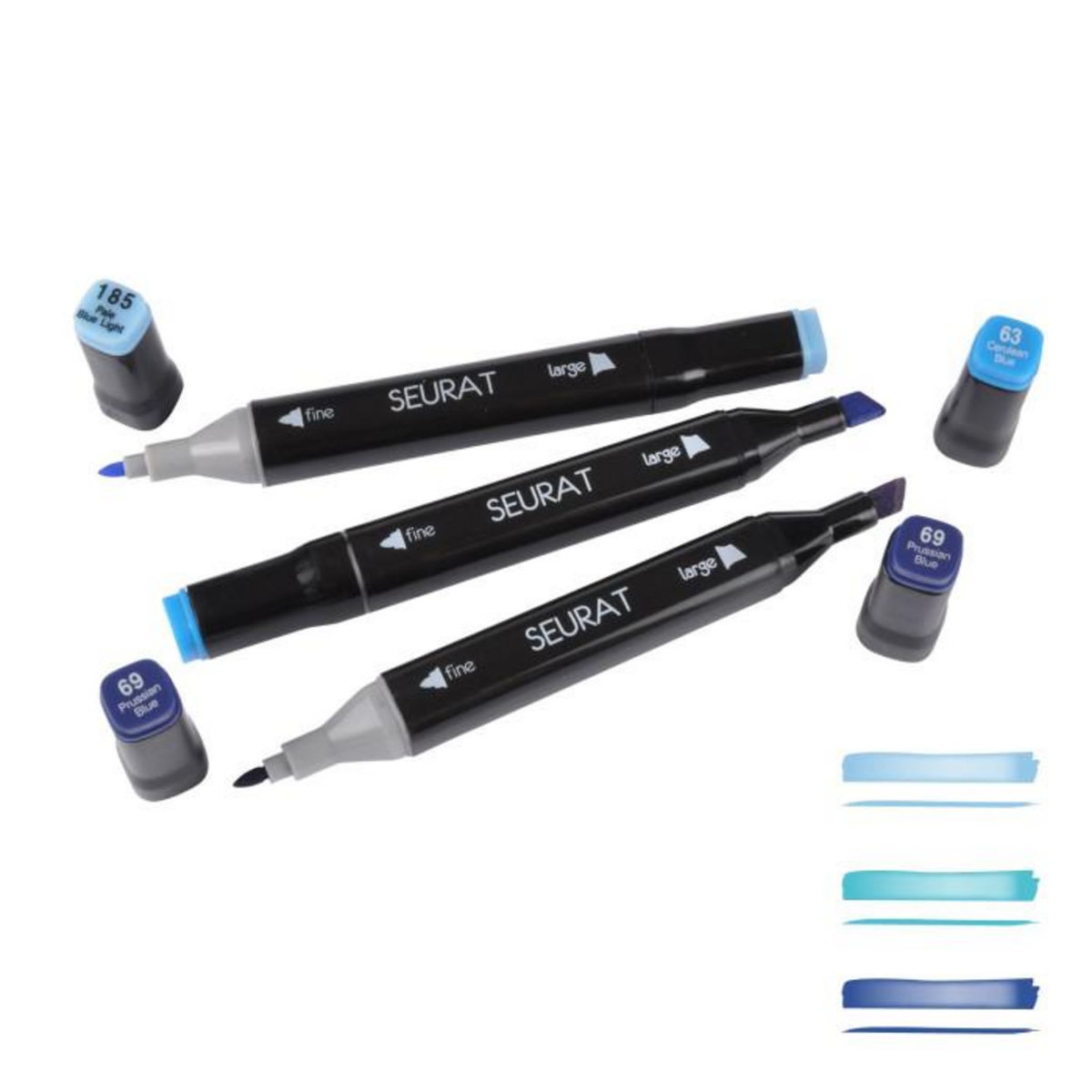 Paris Prix Lot de 3 Marqueurs  Double Pointe  15cm Bleu