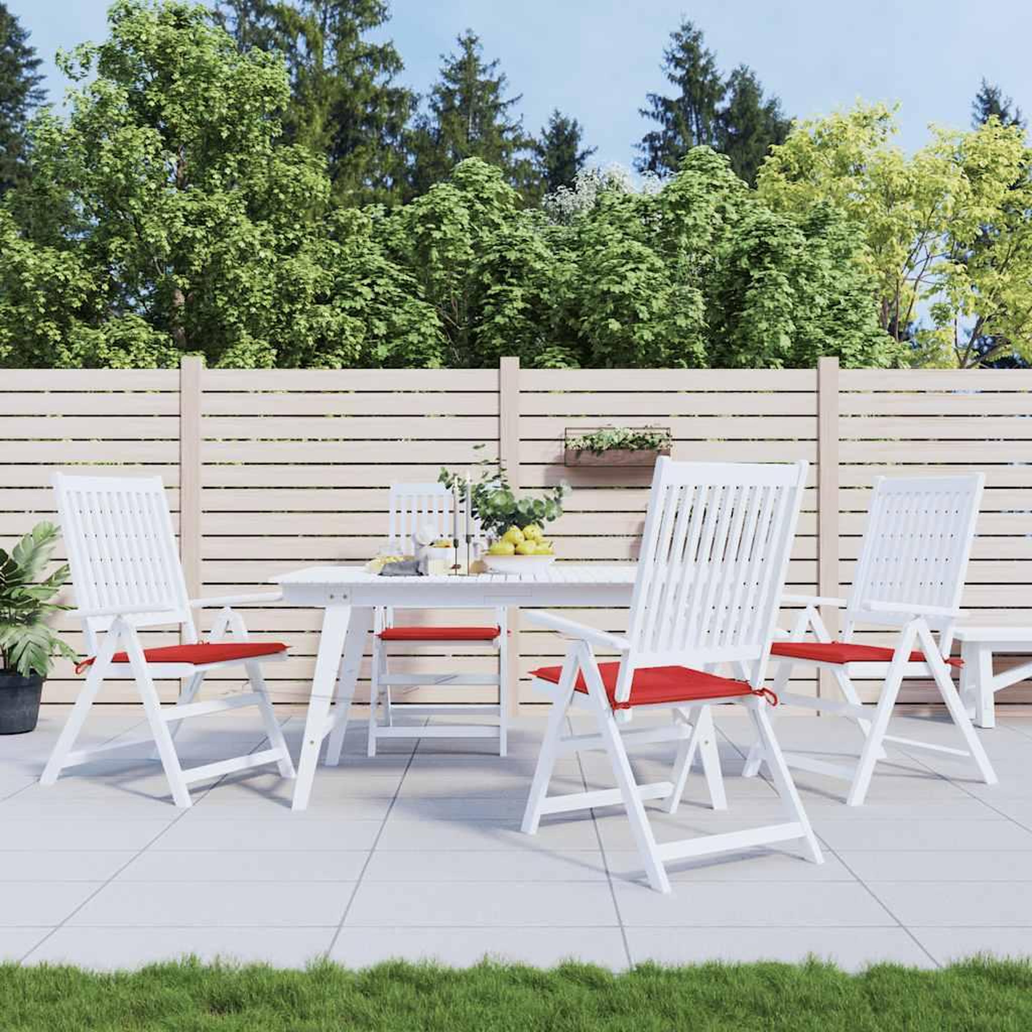 VIDAXL Coussins de chaise jardin lot de 4 rouge 40x40x3cm tissu oxford
