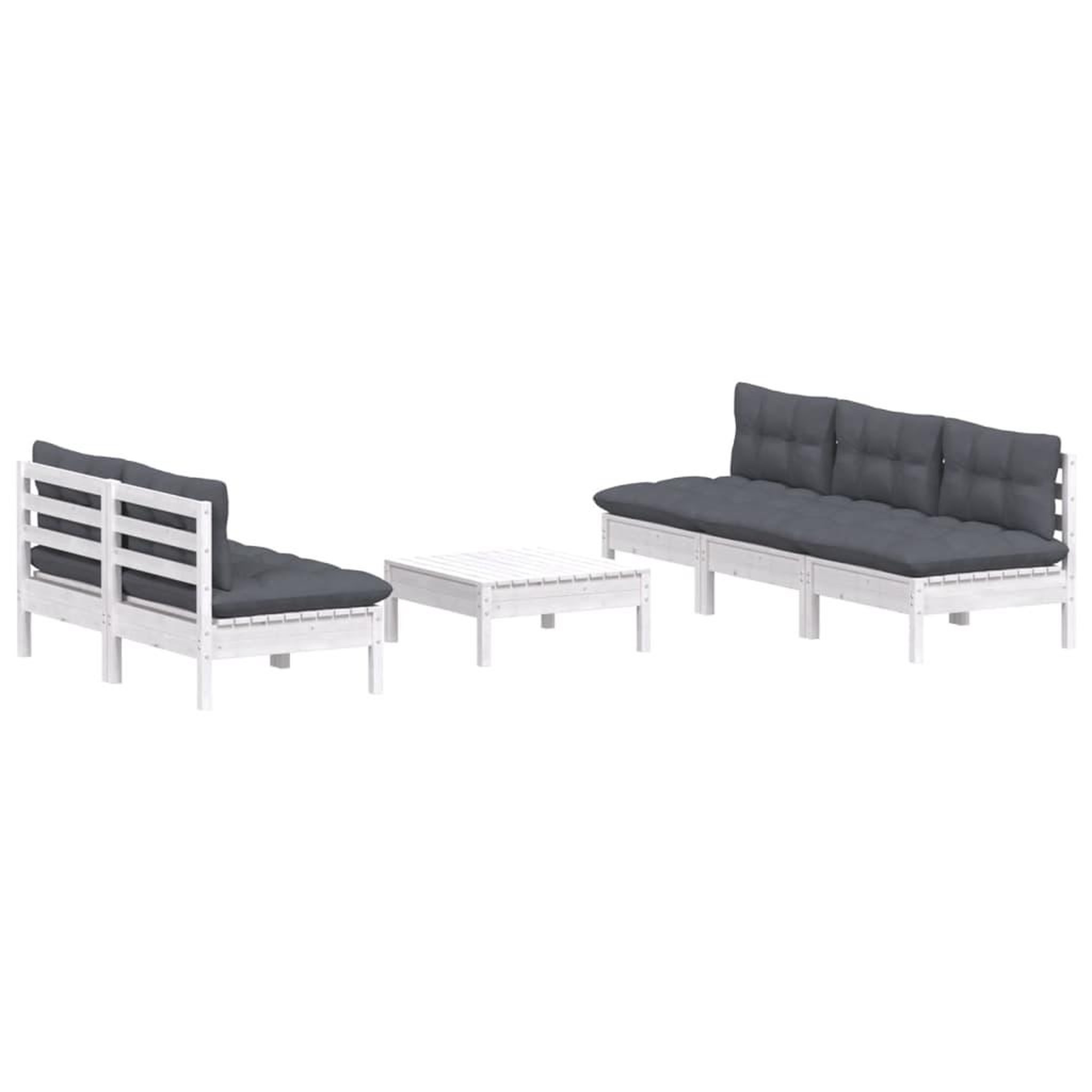 Voir la diapositive 3 : VIDAXL Salon de jardin 6 pcs avec coussins anthracite bois de pin