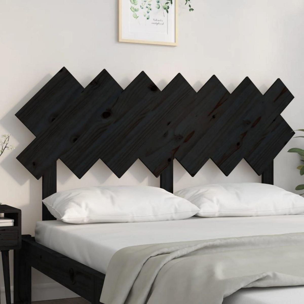 VIDAXL Tete de lit Noir 141x3x80,5 cm Bois massif de pin