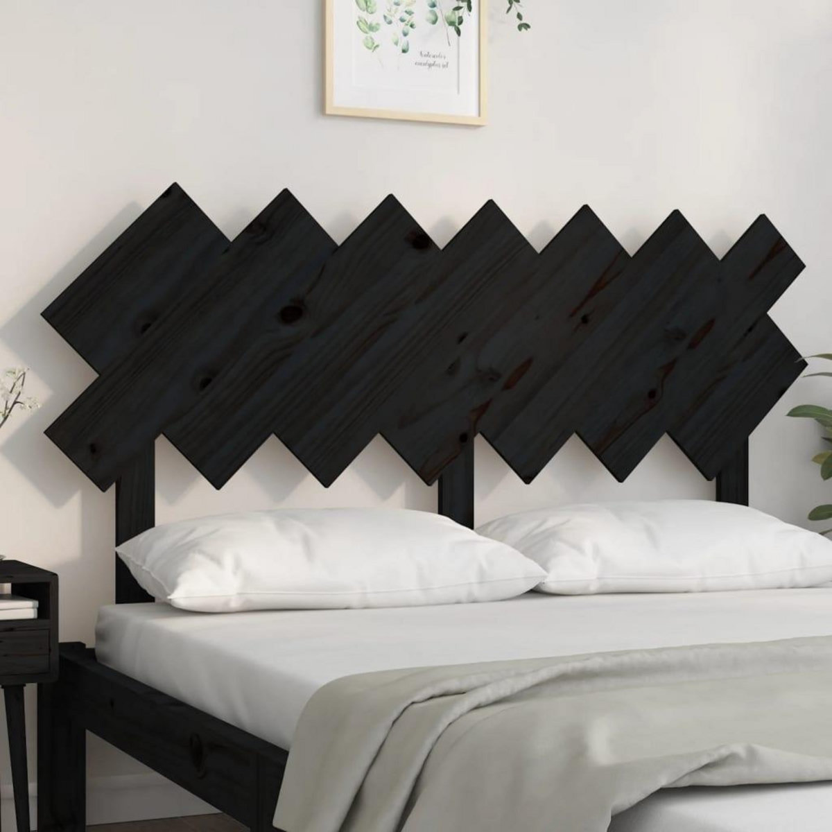 VIDAXL Tete de lit Noir 141x3x80,5 cm Bois massif de pin