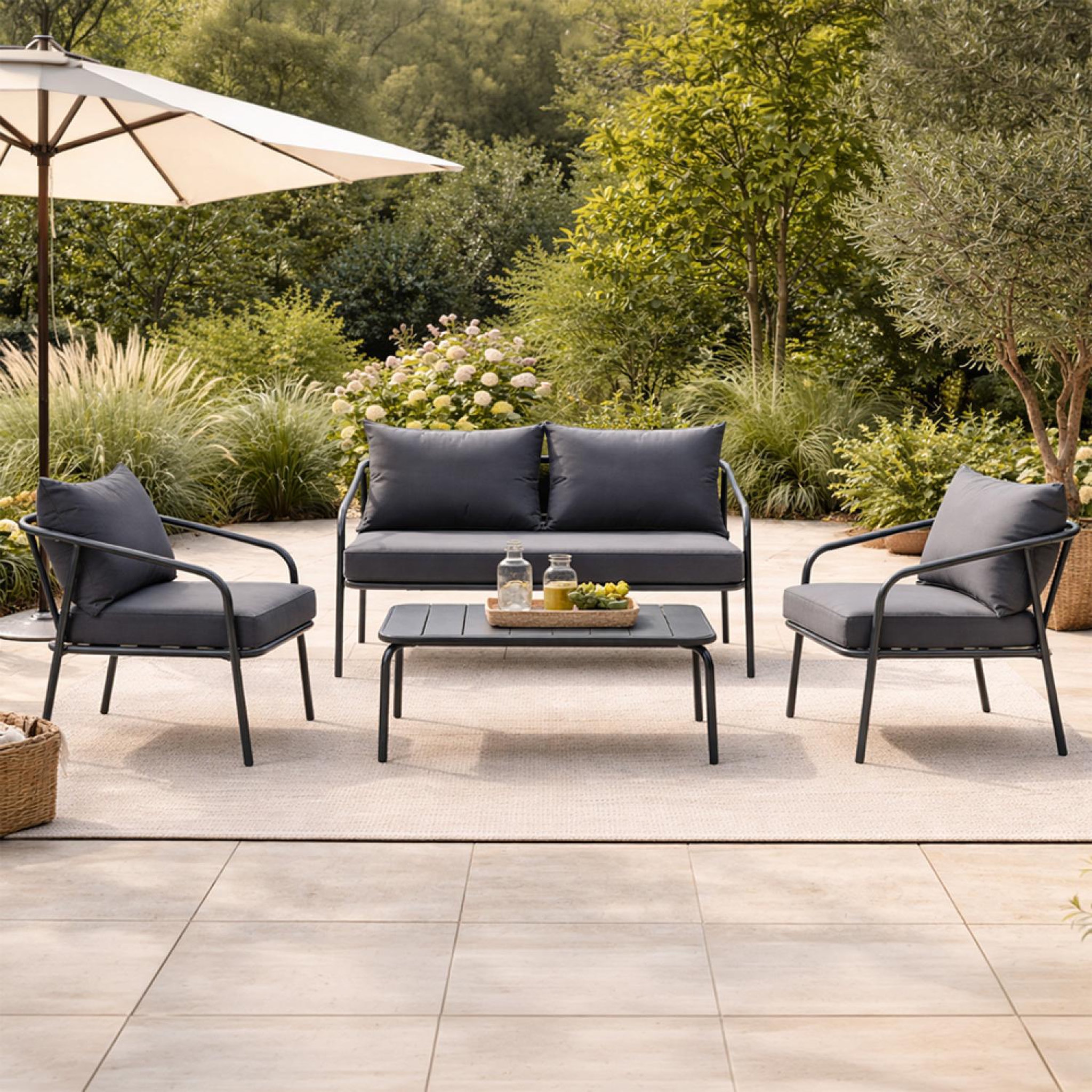 Voir la diapositive 5 : CONCEPT USINE Salon de jardin 4 places gris foncé bergame