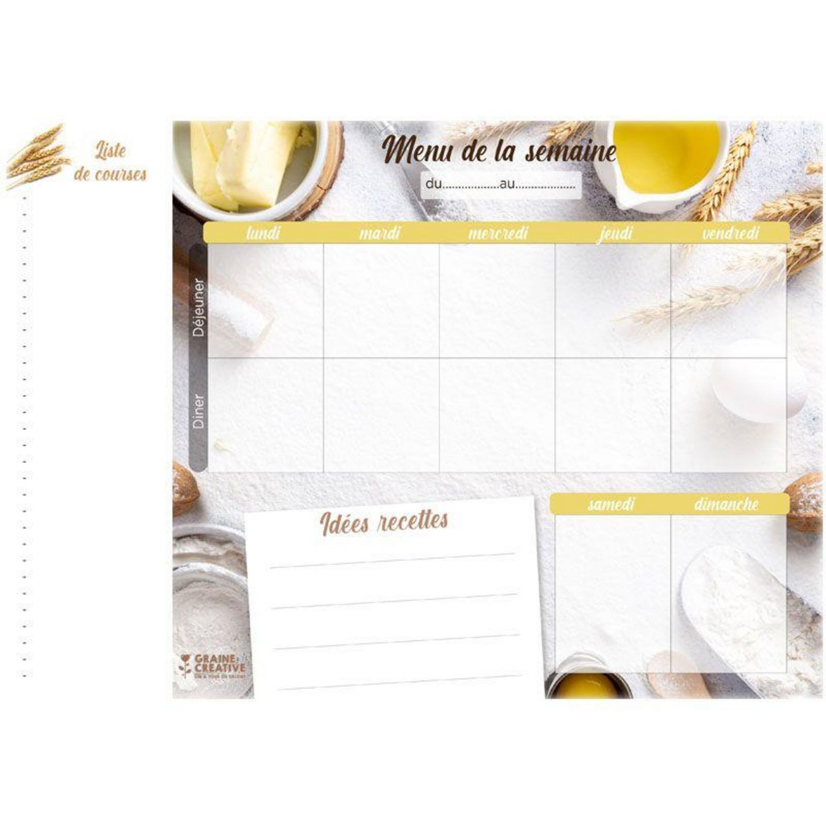 Graine créative Planning magnétique Mes menus et ma liste de course