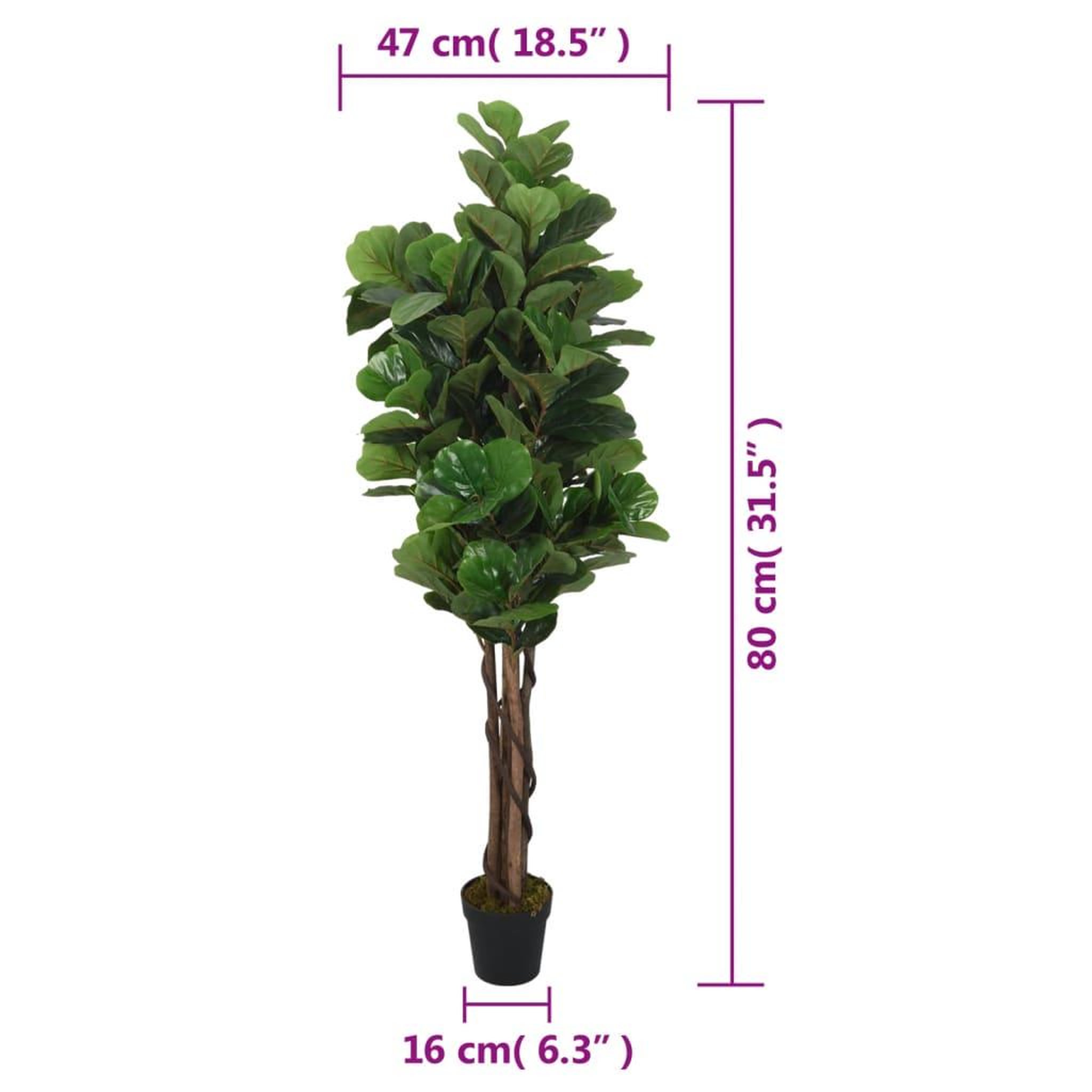 Voir la diapositive 6 : VIDAXL Ficus lyrata artificiel 96 feuilles 80 cm vert