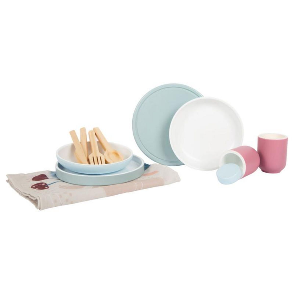 SMALL FOOT Small Foot - Wooden Cutlery Set with Placemats, 15pcs. 12245