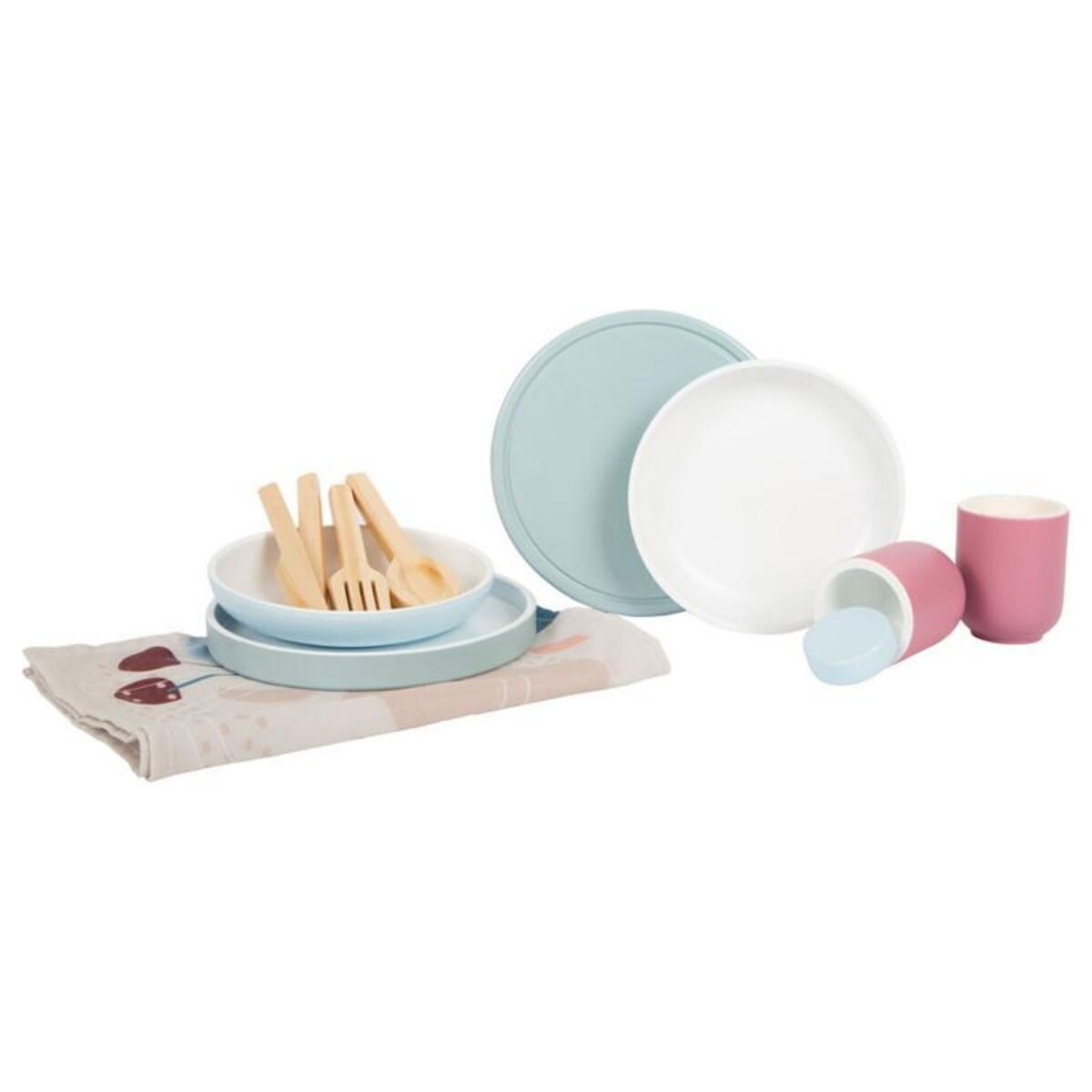 SMALL FOOT Small Foot - Wooden Cutlery Set with Placemats, 15pcs. 12245