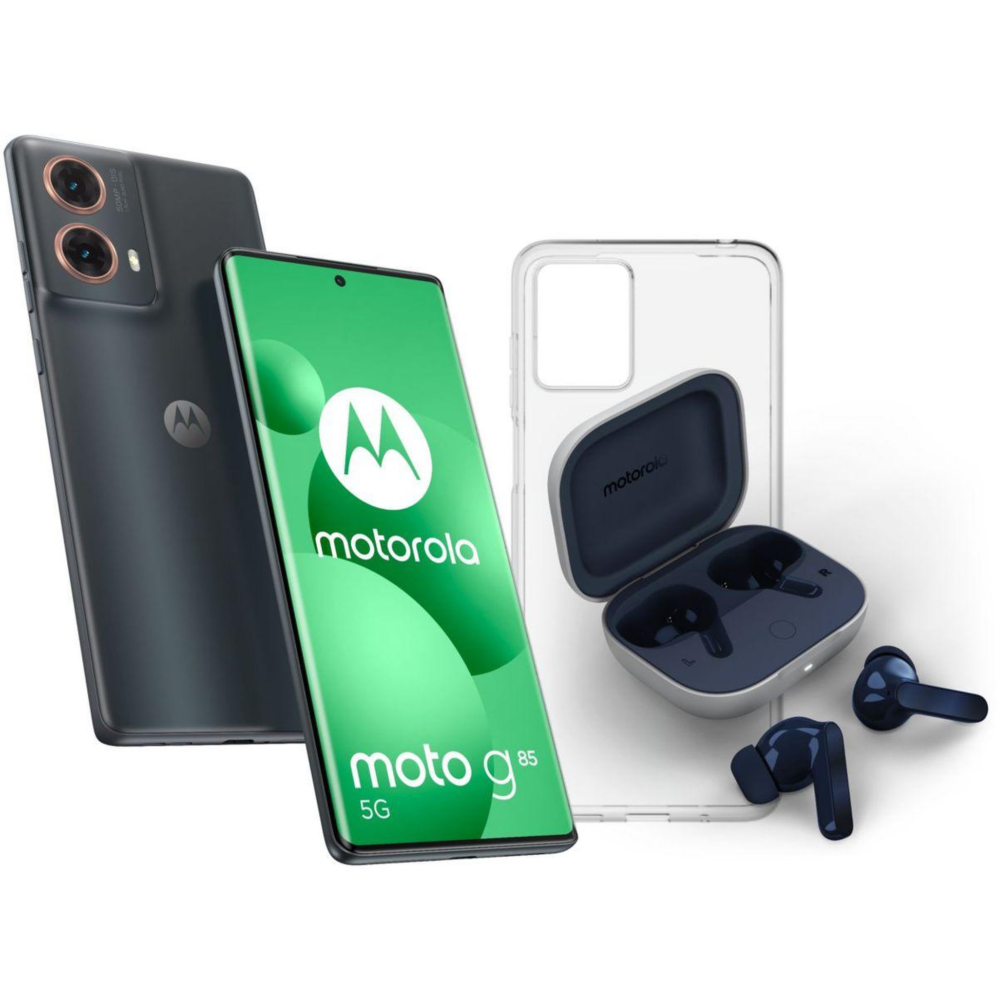 Voir la diapositive 1 : MOTOROLA Smartphone Pack G85 + Moto Buds + Coque