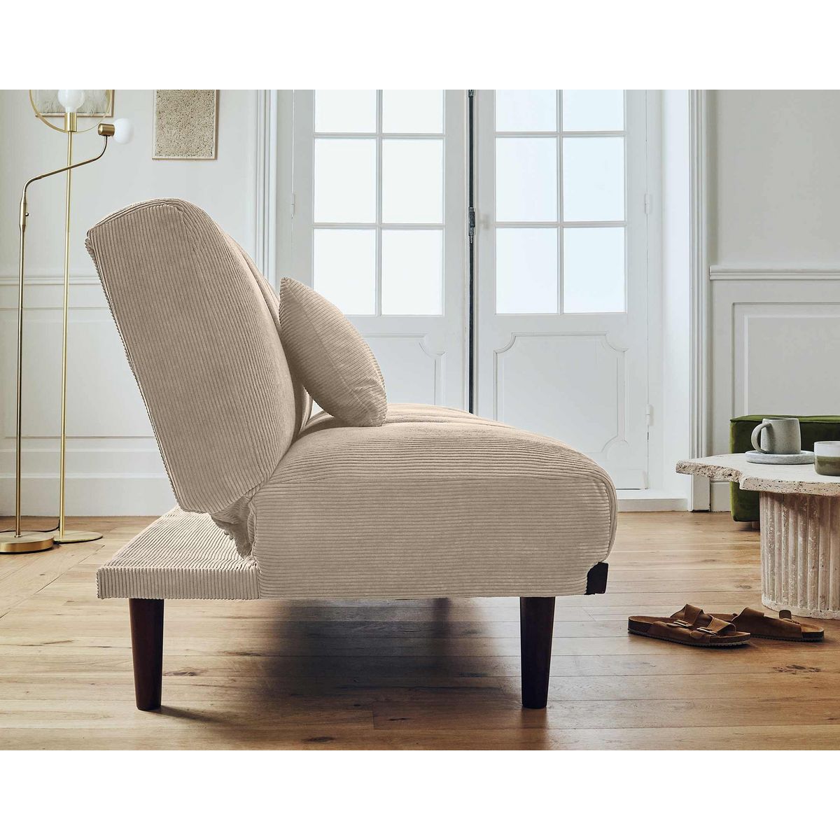 BEST MOBILIER Samarra - canapé convertible clic-clac 2 places - velours côtelé