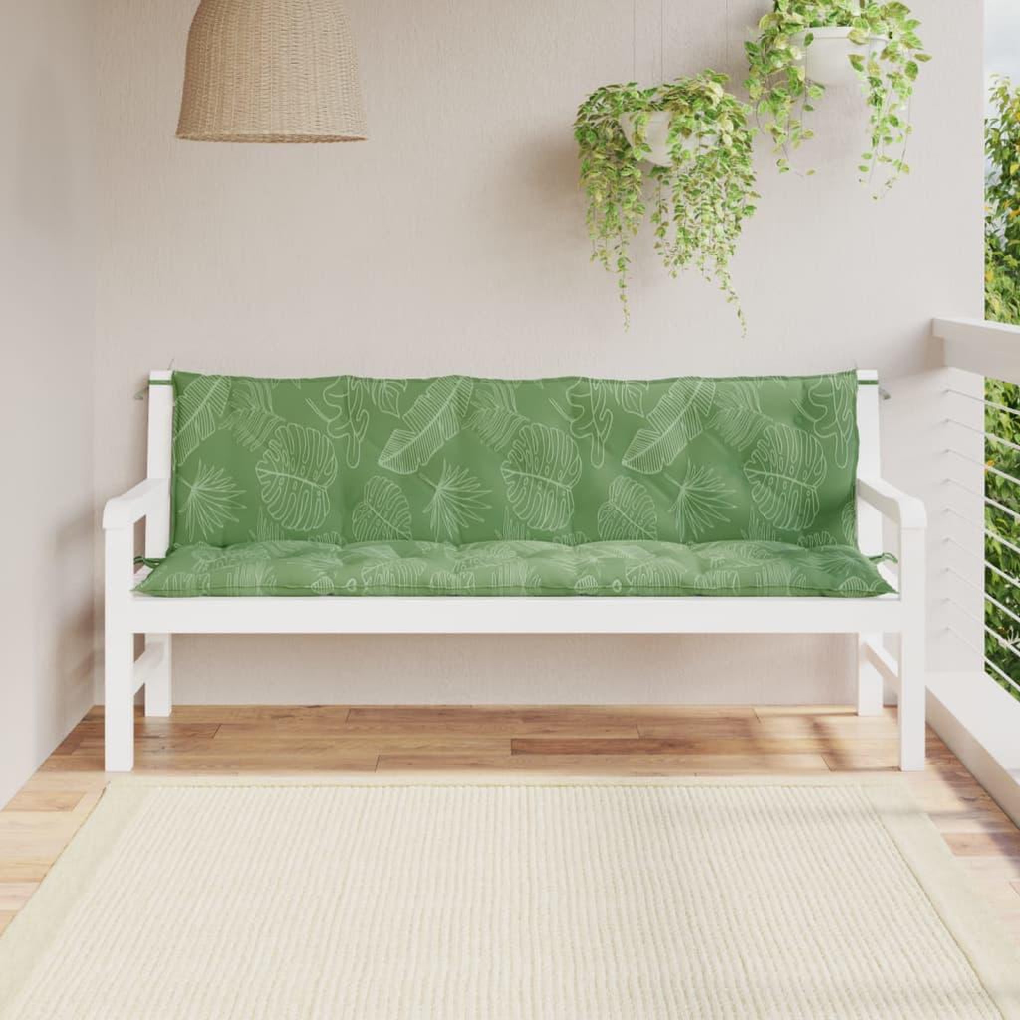 Voir la diapositive 1 : VIDAXL Coussins de banc jardin lot de 2 motif de feuilles tissu Oxford