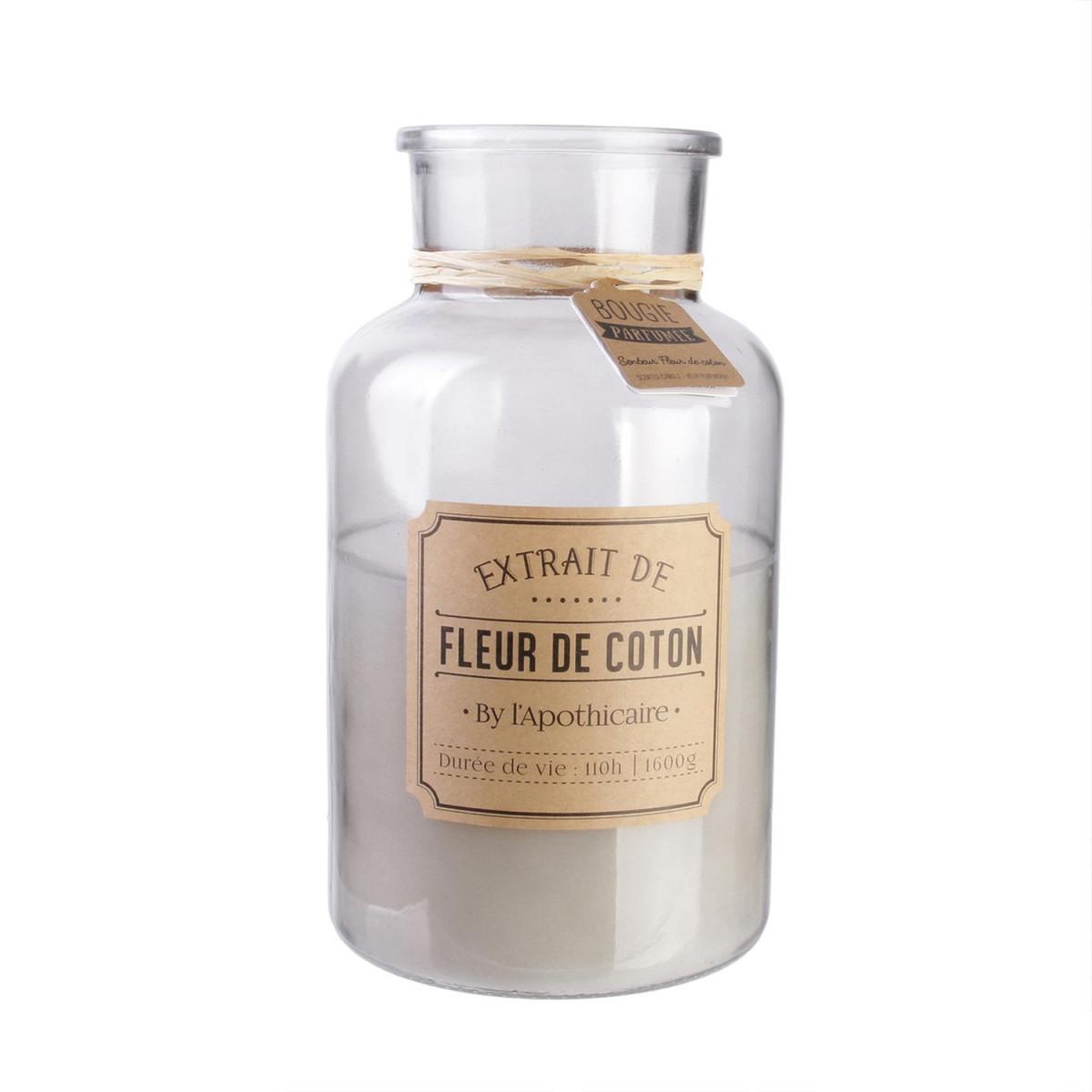 Voir la diapositive 2 : The Home Deco Factory Bougie parfumée déco  apothicaire  1600g fleur de coton