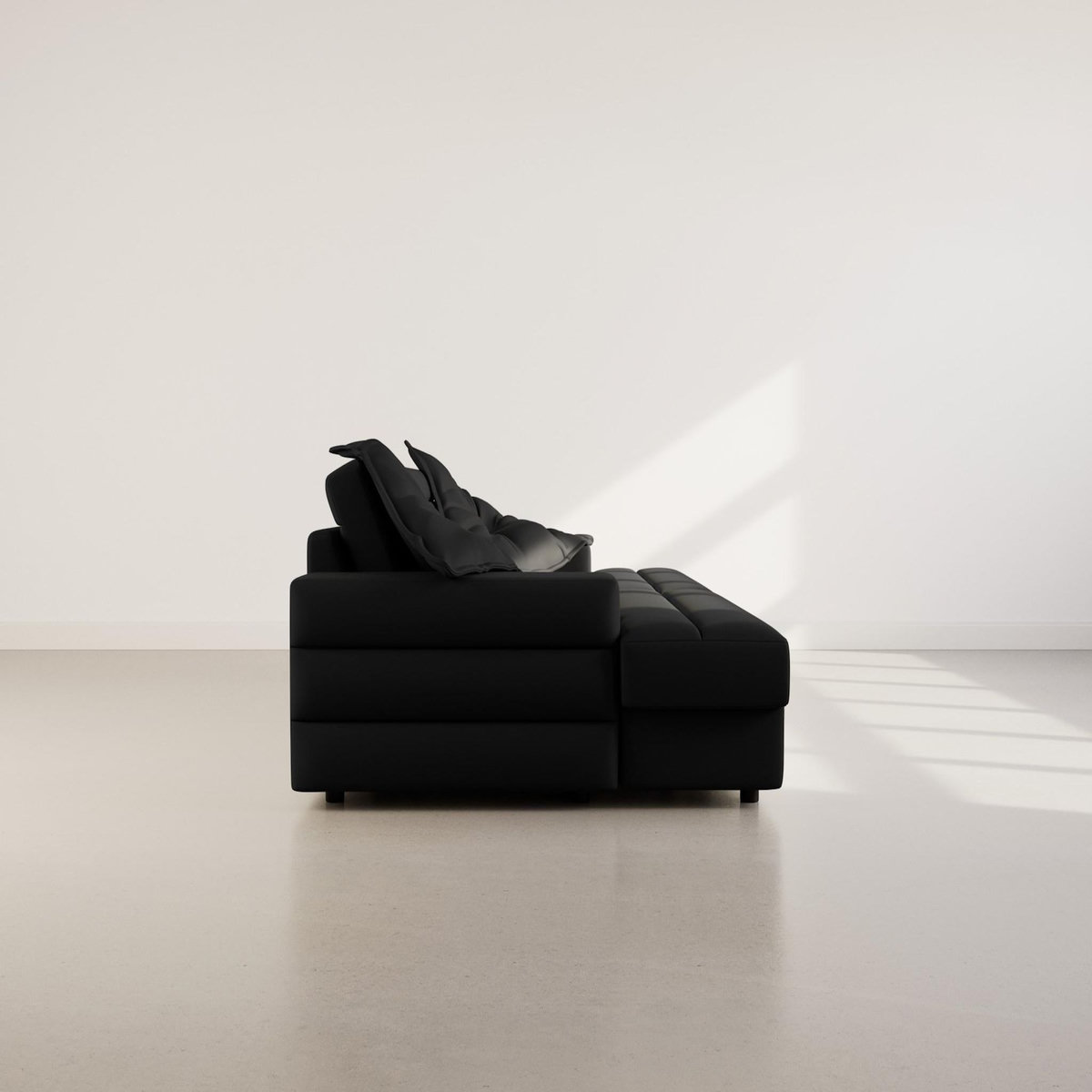 LISA DESIGN Loredana - canapé droit 4 places double méridienne - assise profonde - en tissu texturé