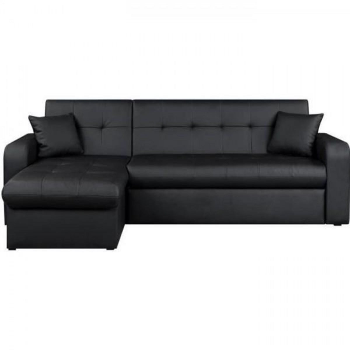 MARKET24 Canapé d'angle réversible convertible 3 places - Simili noir - Contemporain - L 235 x P 85 - 153 cm - ROMAN