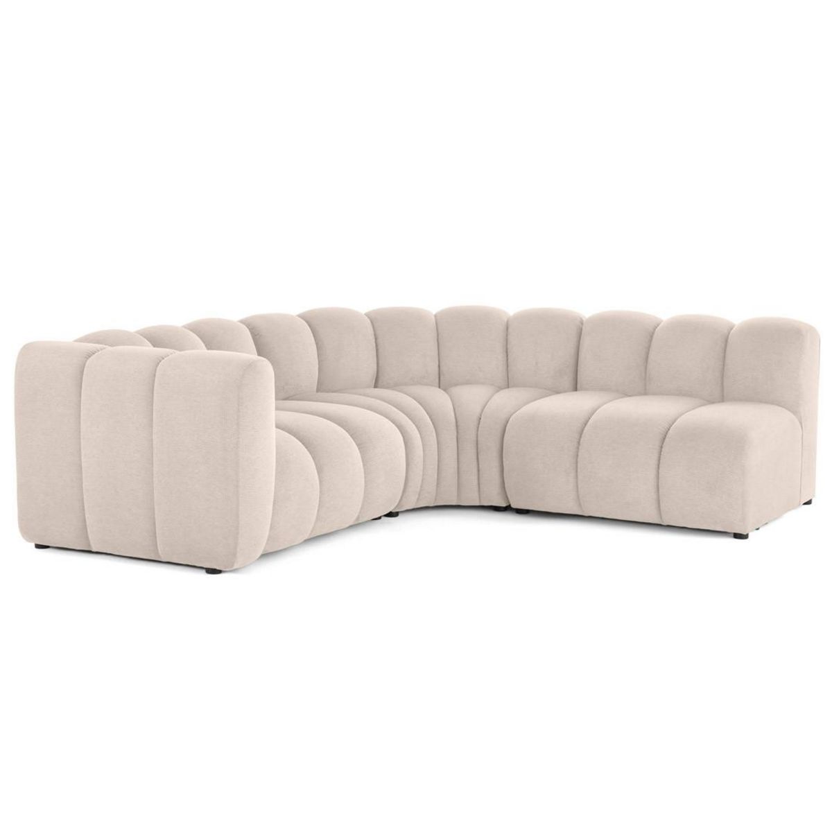 LISA DESIGN Debbie - canapé modulable d'angle droit 4 places avec accoudoir en tissu texturé