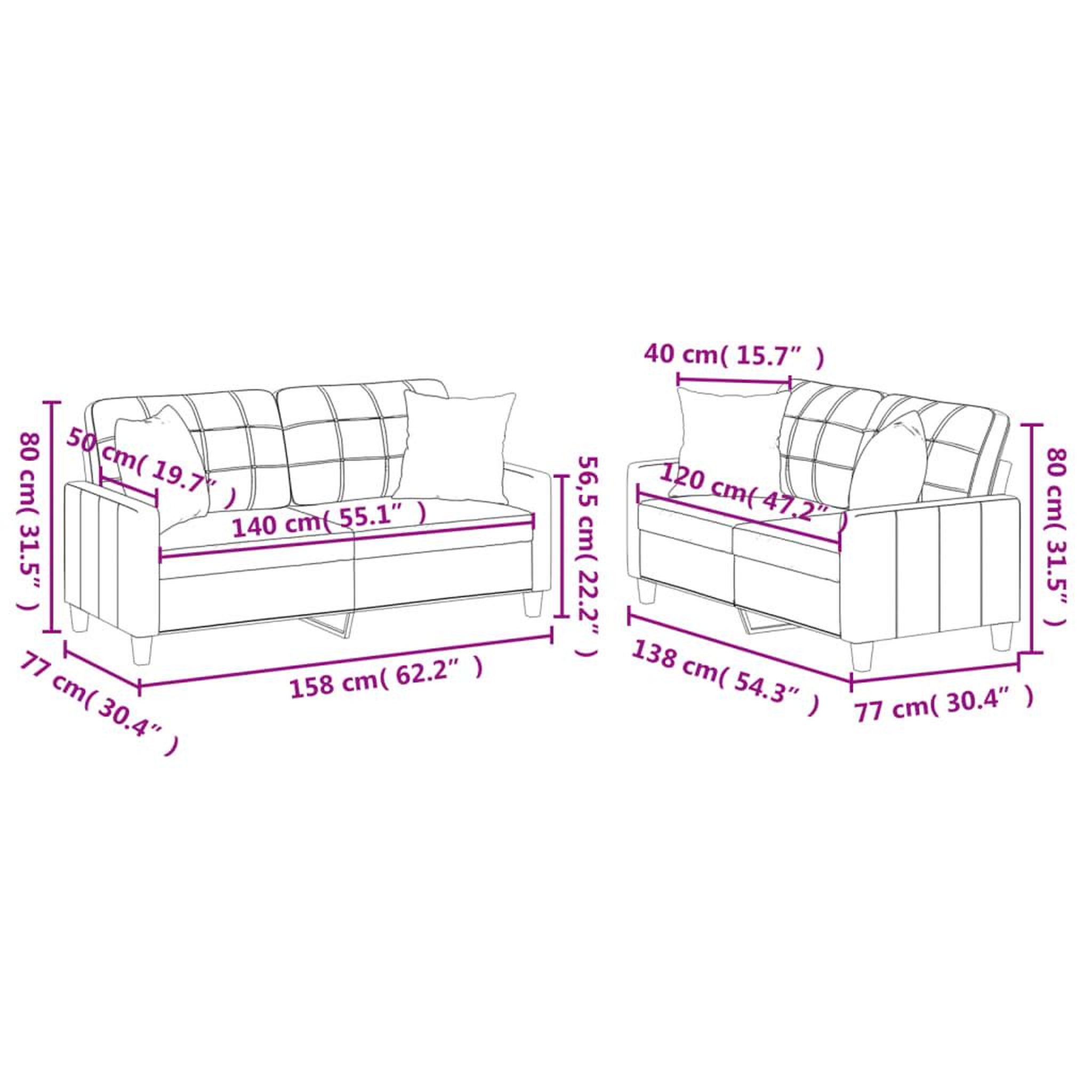 Voir la diapositive 6 : VIDAXL Ensemble de canapes 2 pcs avec coussins creme similicuir