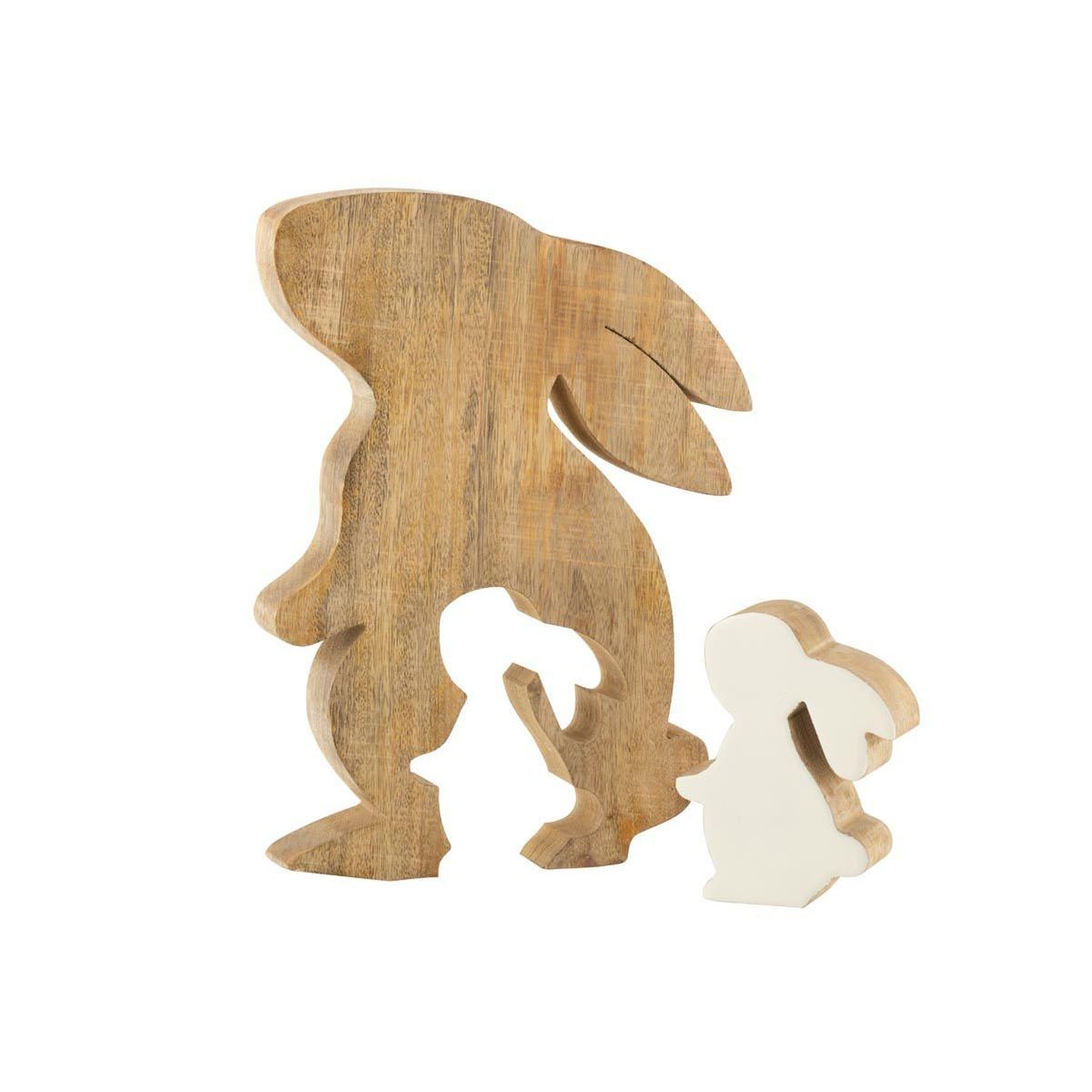 Voir la diapositive 2 : J-LINE Statuette déco  lapin de profil  30cm naturel