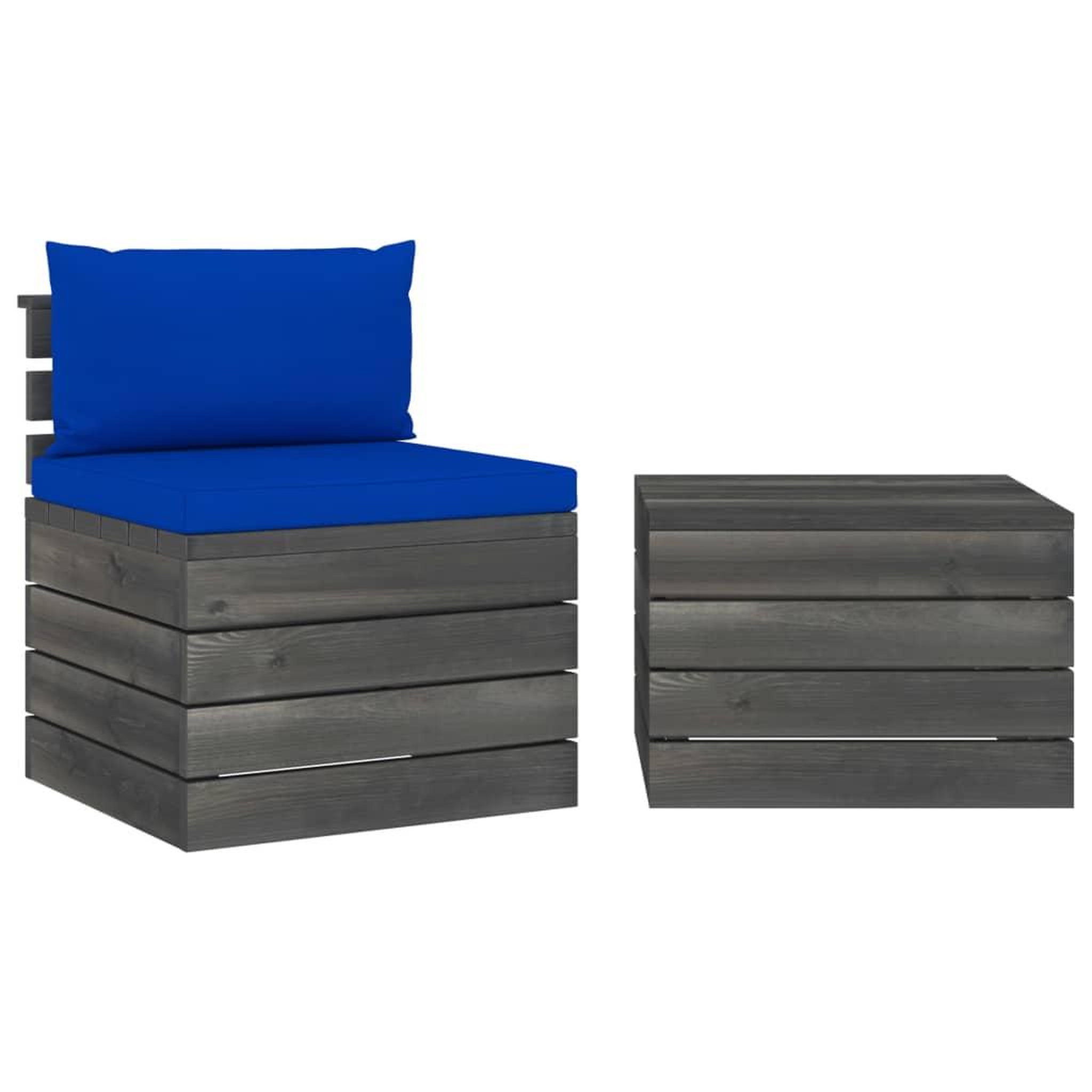 Voir la diapositive 2 : VIDAXL Salon palette de jardin 2 pcs avec coussins Bois de pin massif